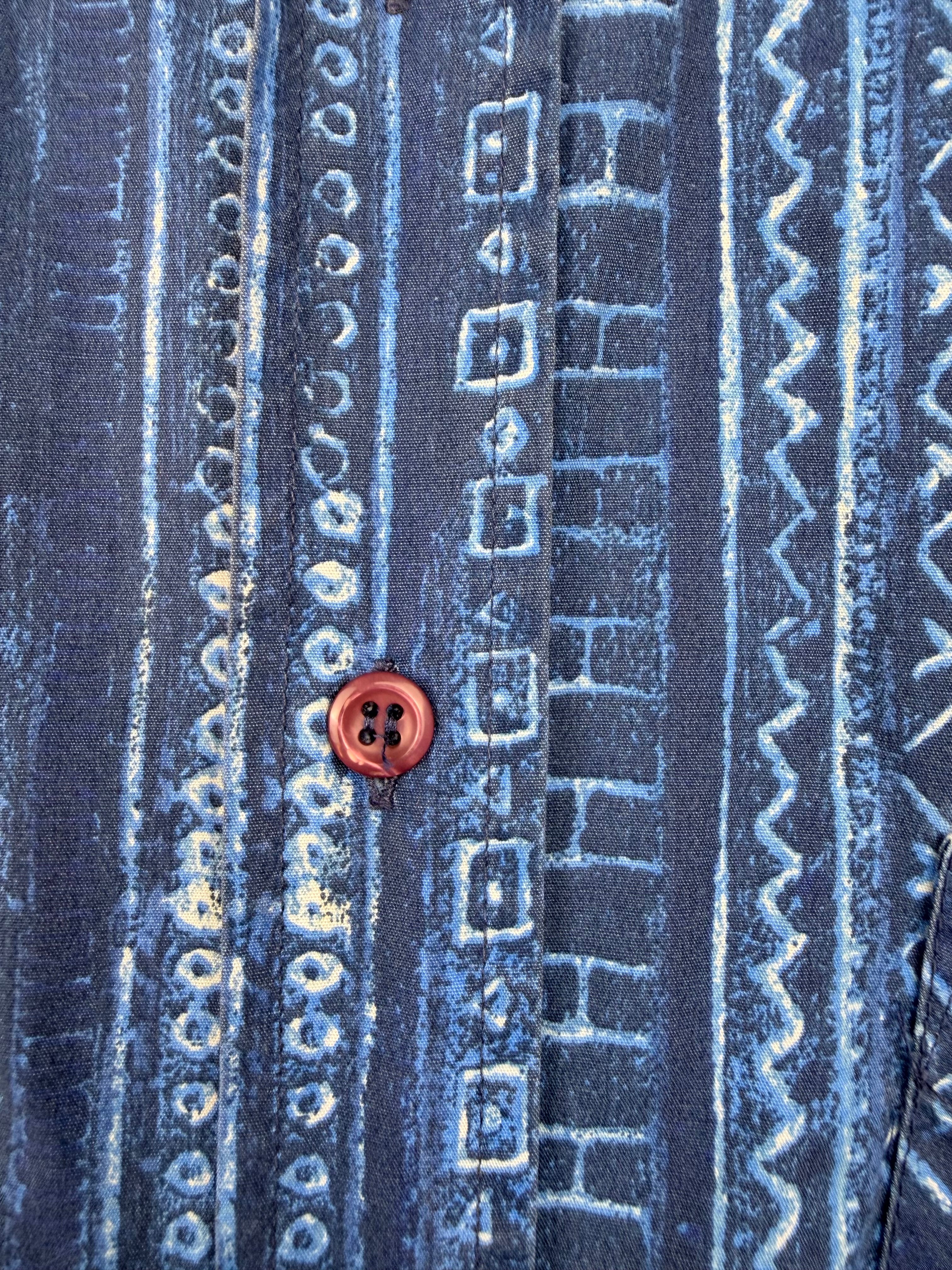 Vintage Exigo 90s Geometric Blue Shirt –