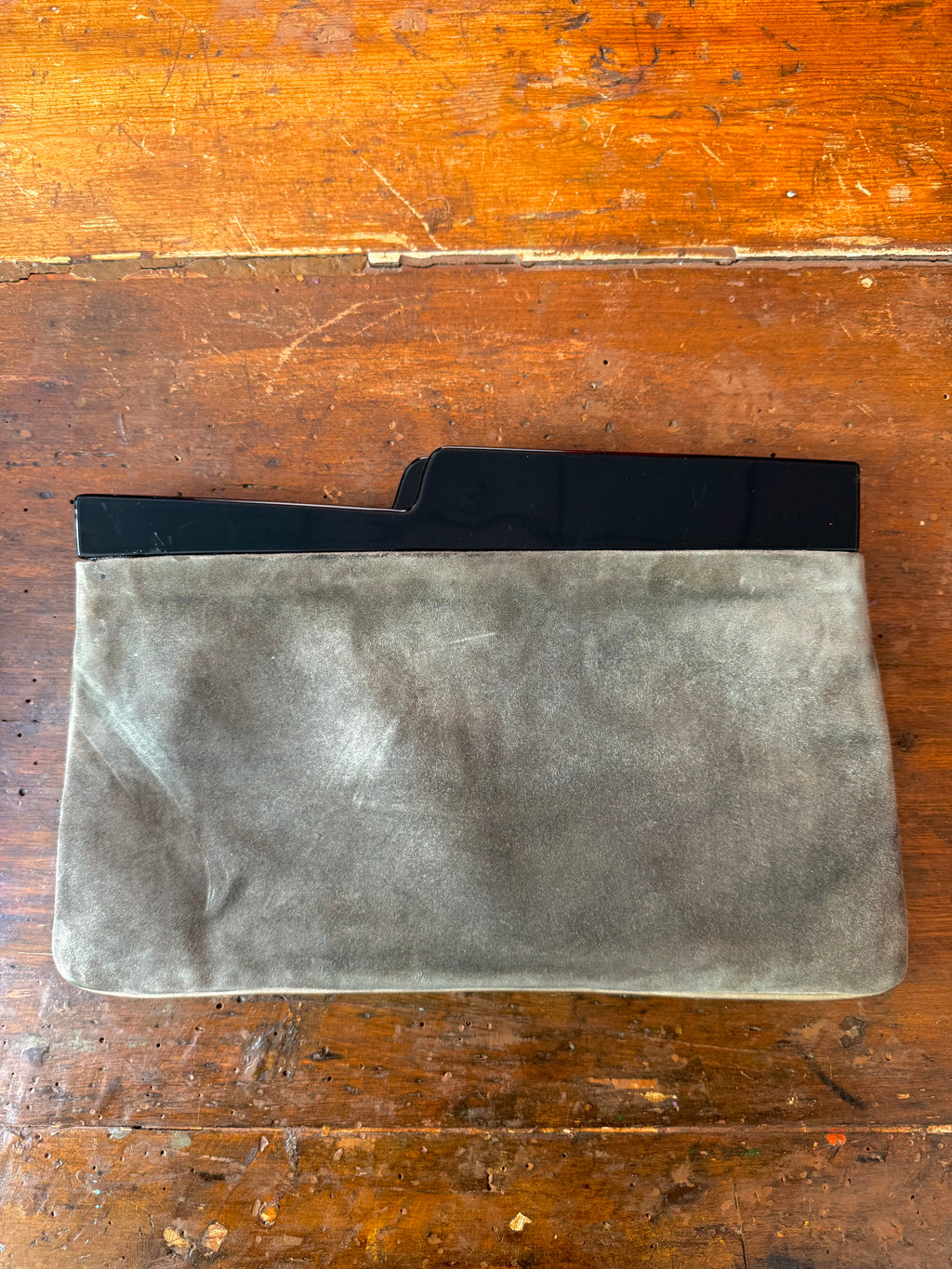 Vintage Made in Italy Grey Suede Frame Clutch