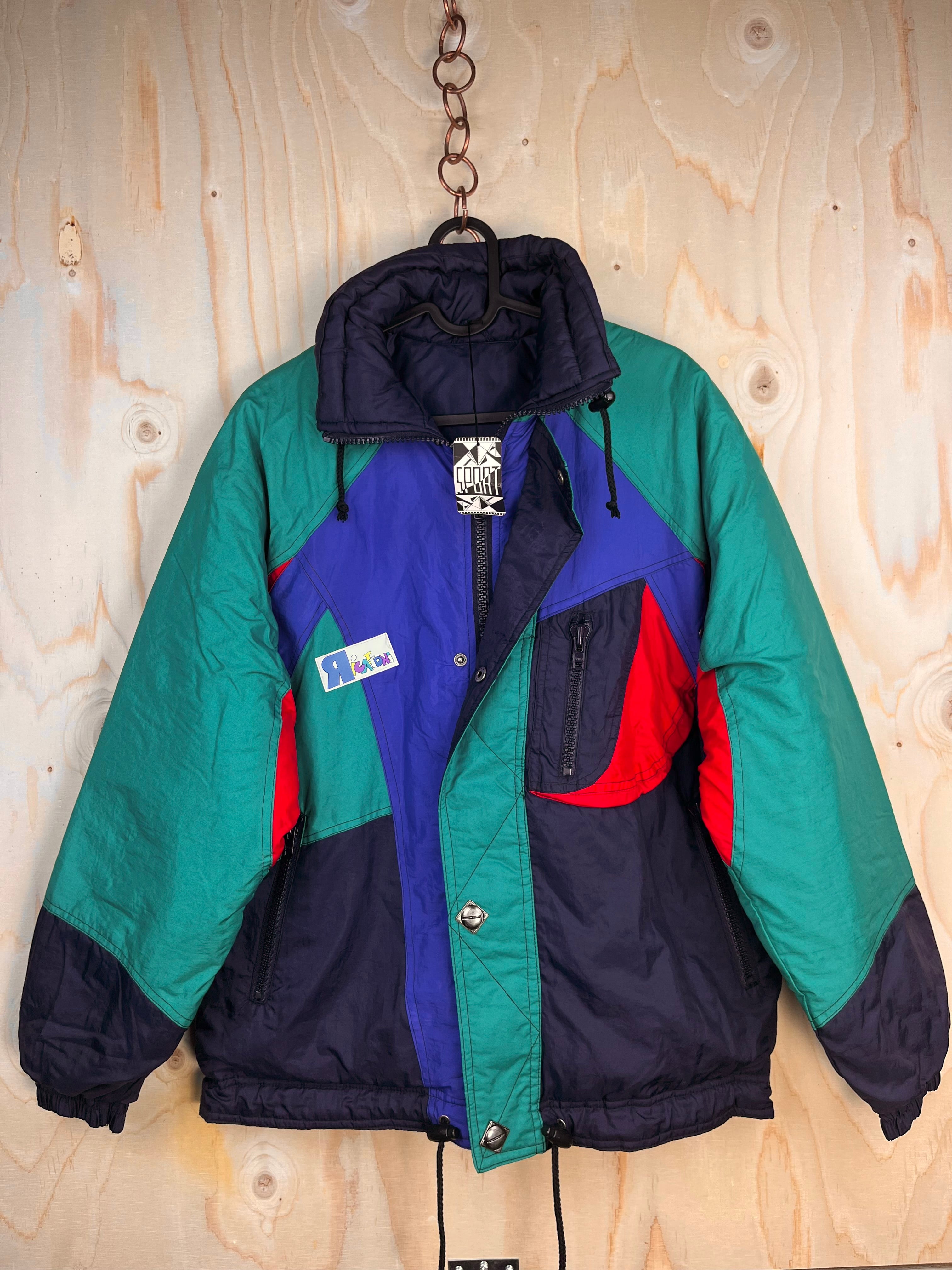 Vintage Colorblock Ski Jacket Multicolor 90s Oversized Puffer