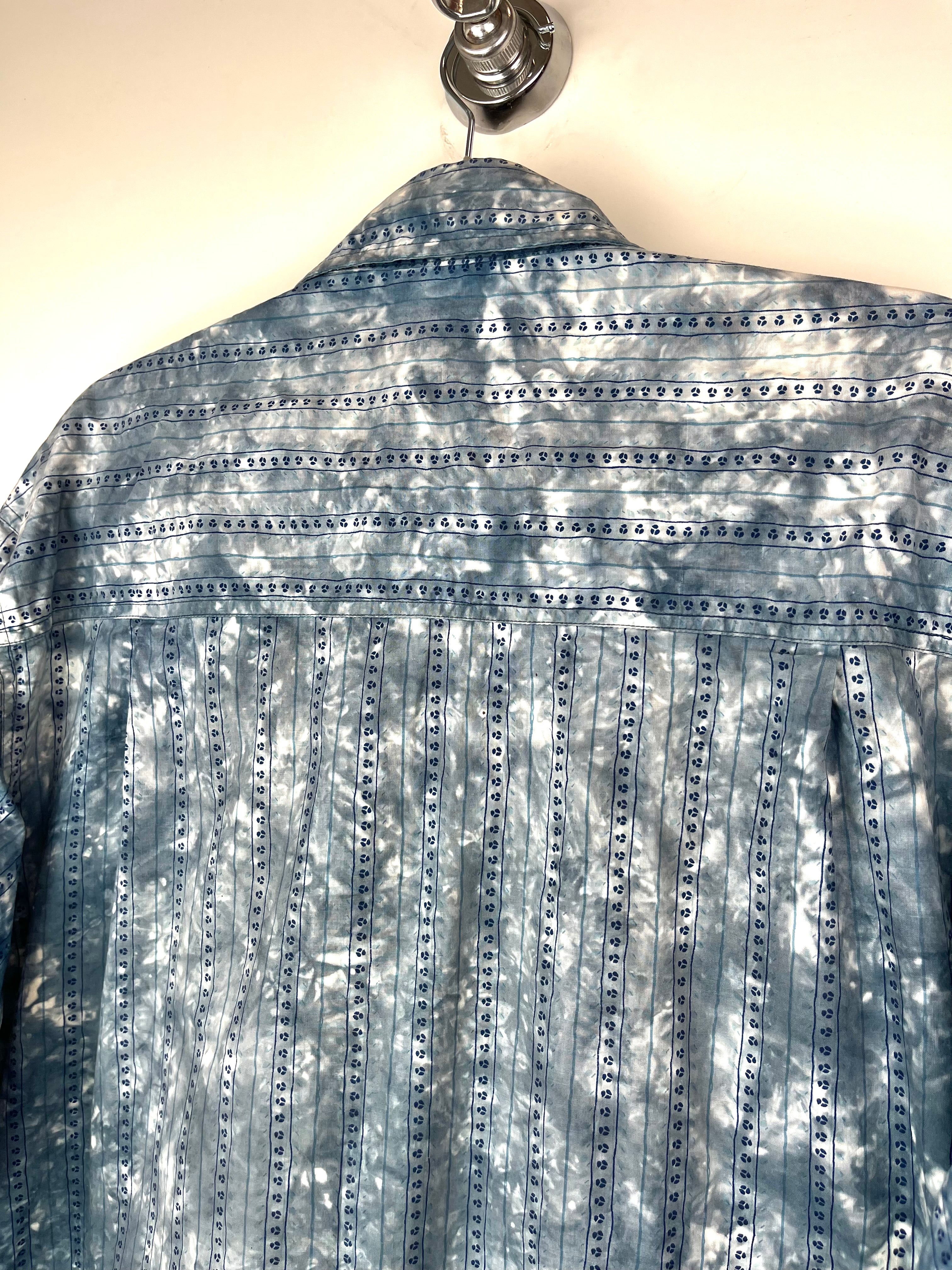 Camicia Vintage Tie Dye Azzurra in Cotone 100%