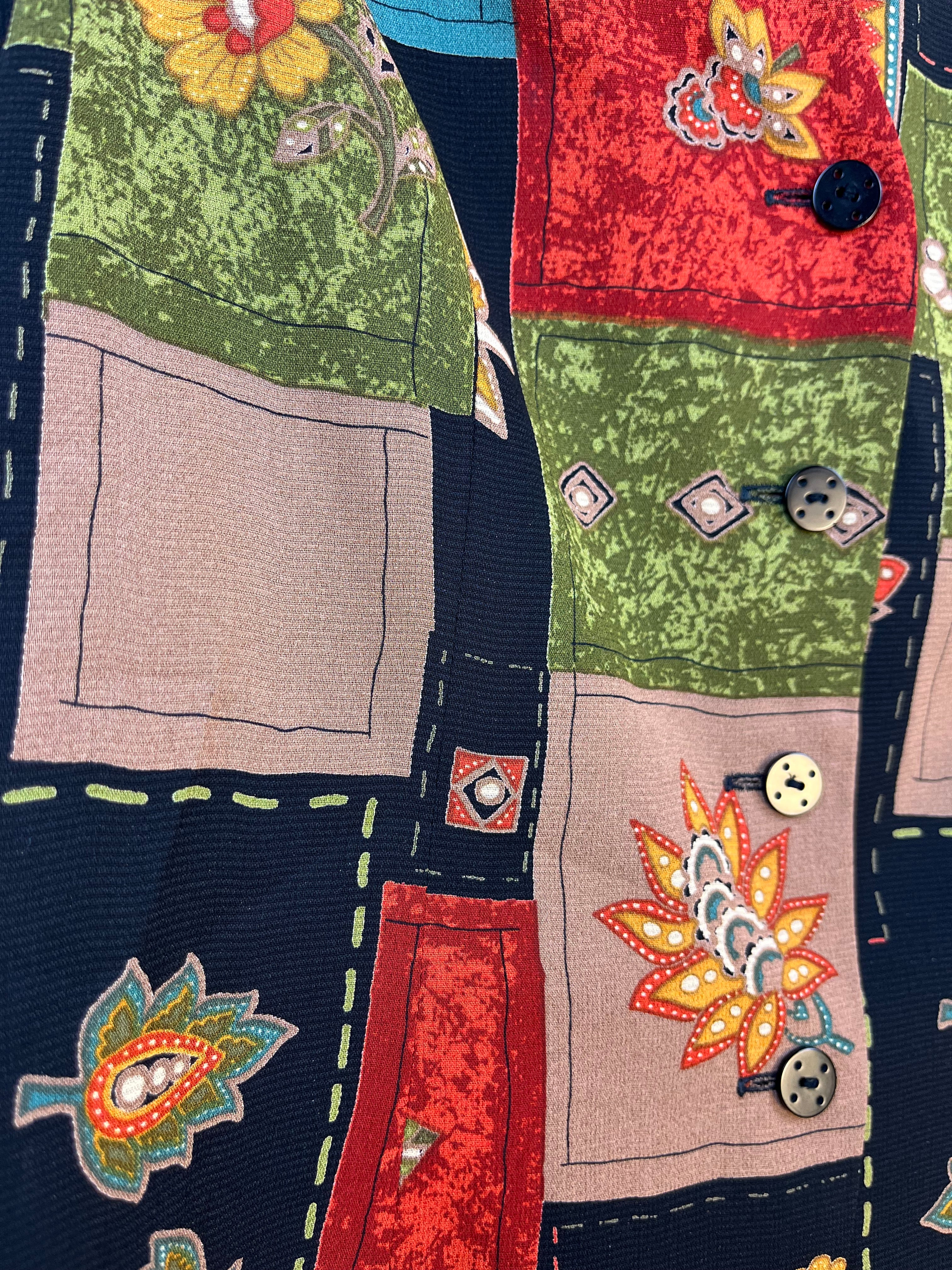 Vintage Vera Mont Patchwork Vest 90s Floral