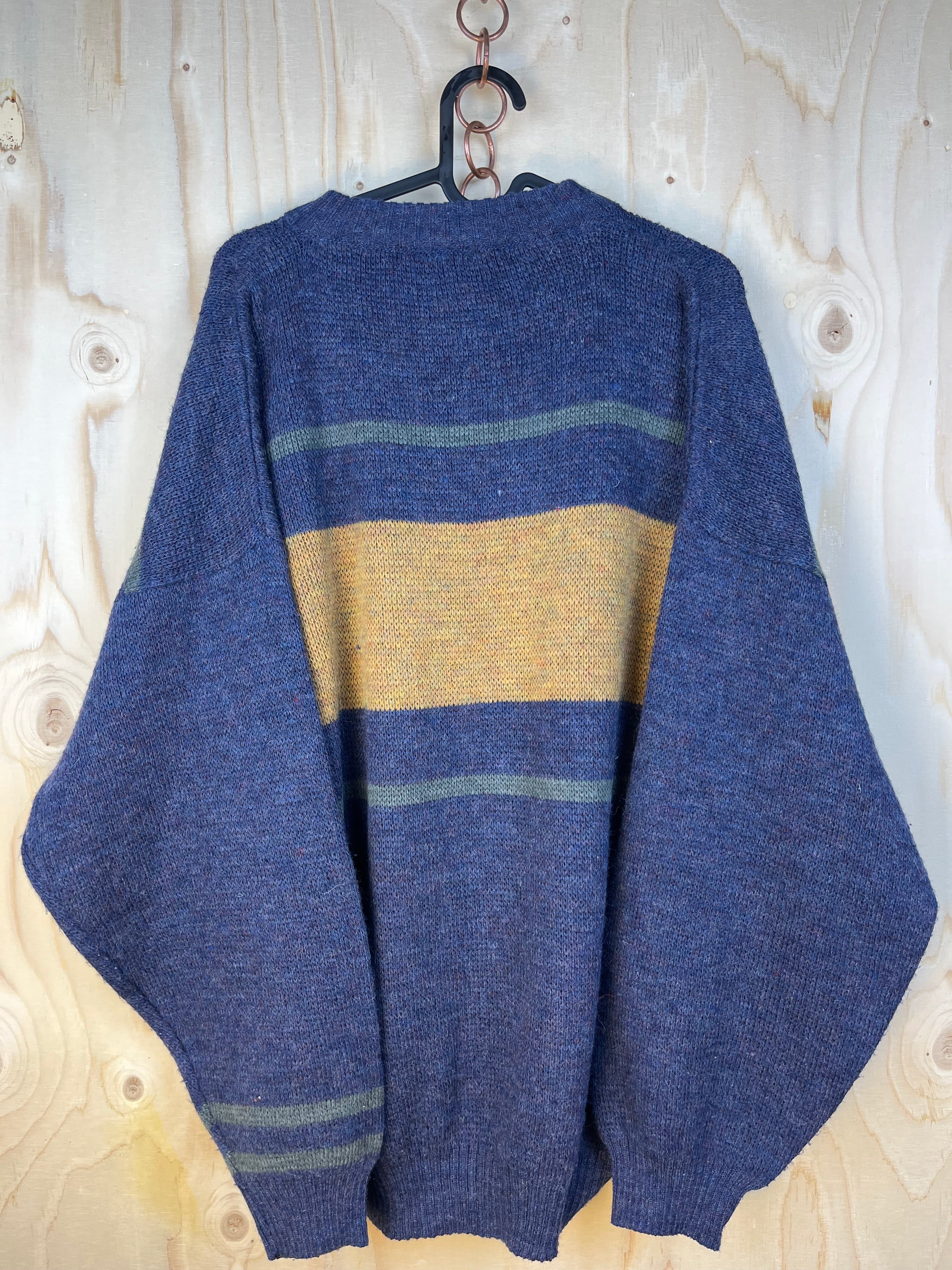 Vintage Blue Oversized Wool Blend Knit Sweater