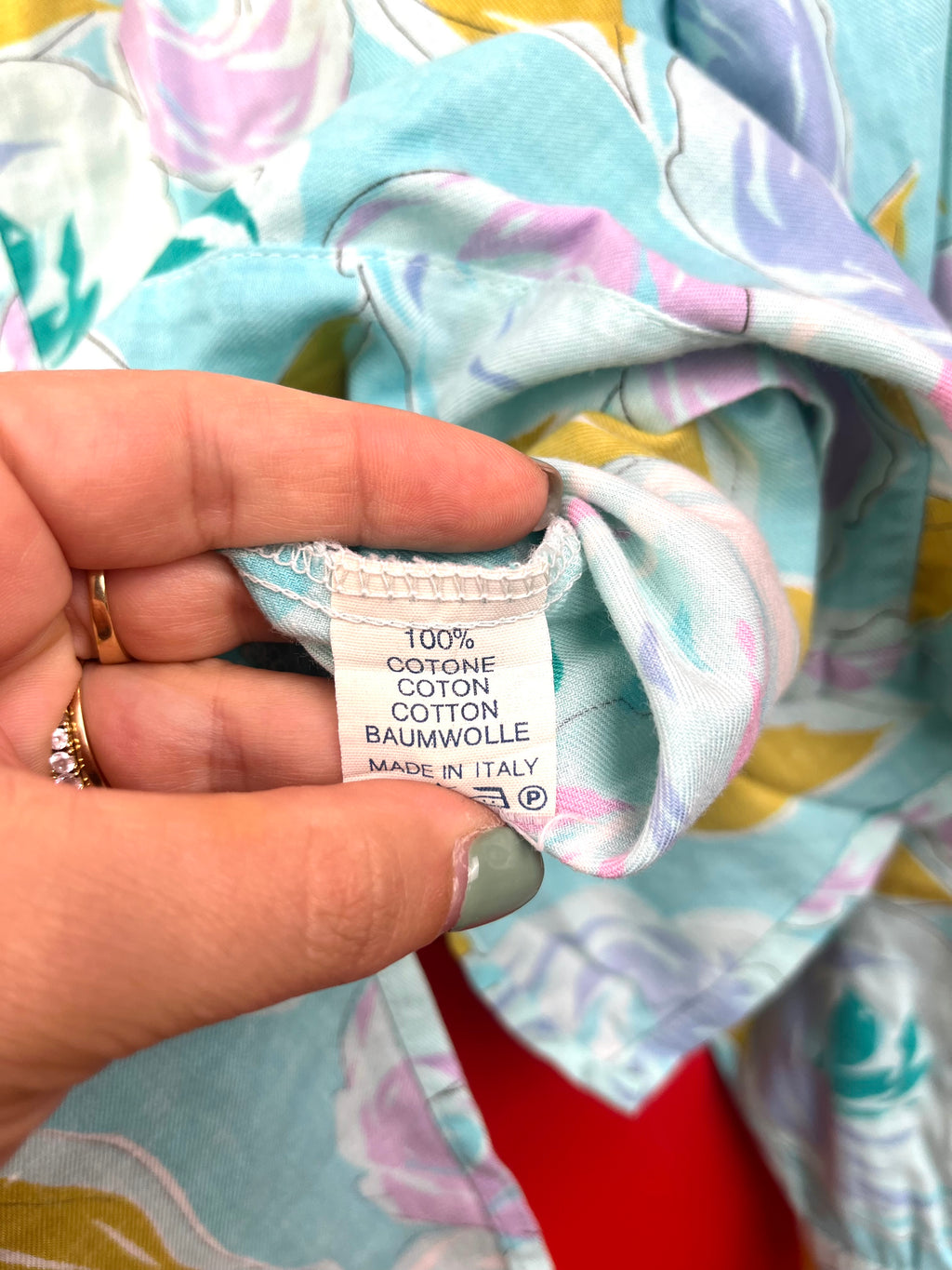 Vintage Floral Cotton Blouse Made in Italy – Pastel Roses Shirt