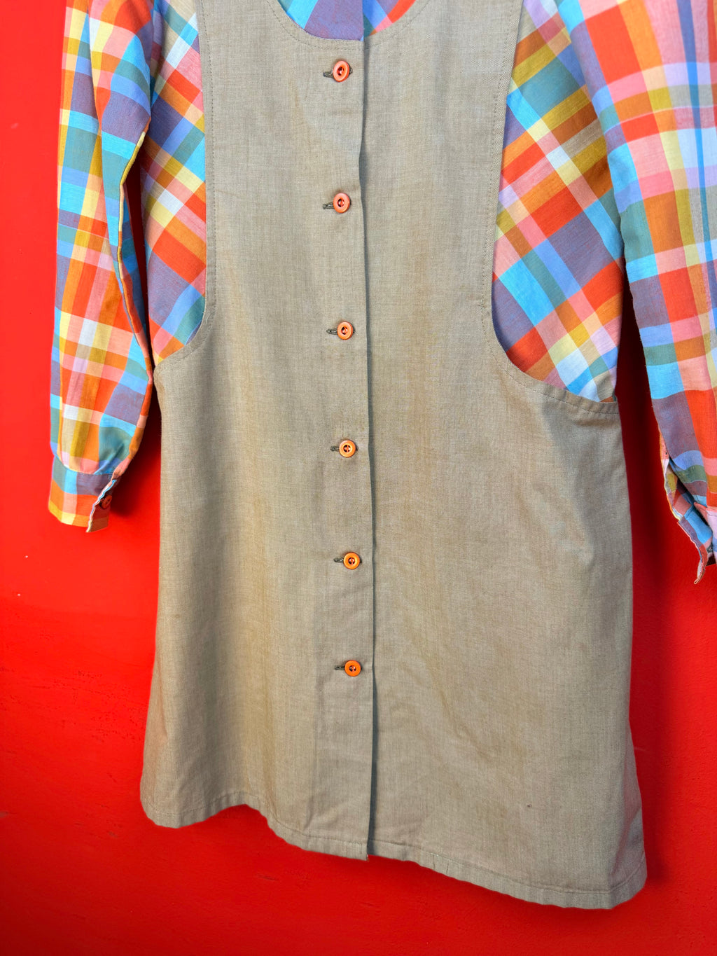 Abito vintage Guy Dubouis Made in France con inserto a quadri
