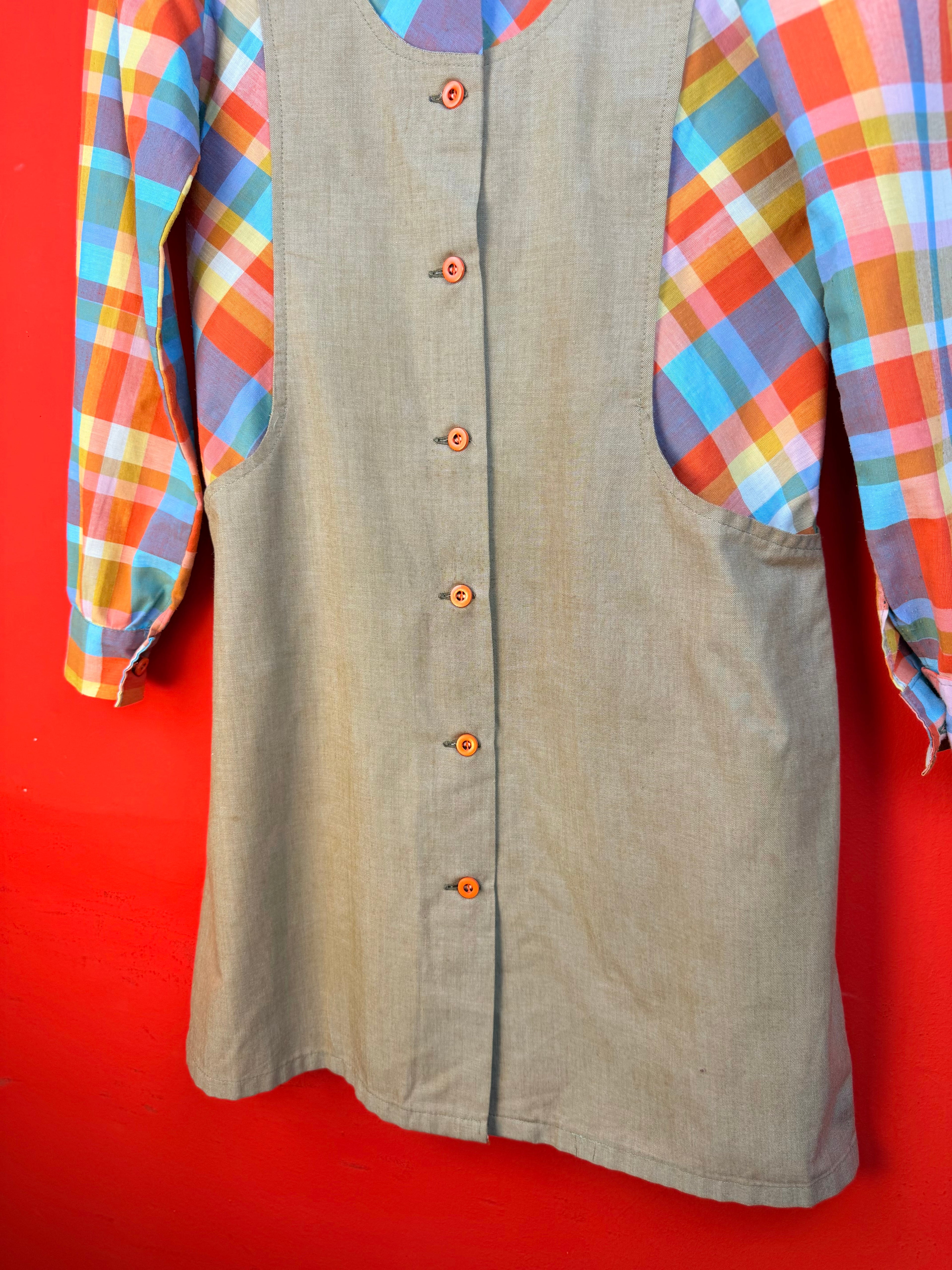Abito vintage Guy Dubouis Made in France con inserto a quadri