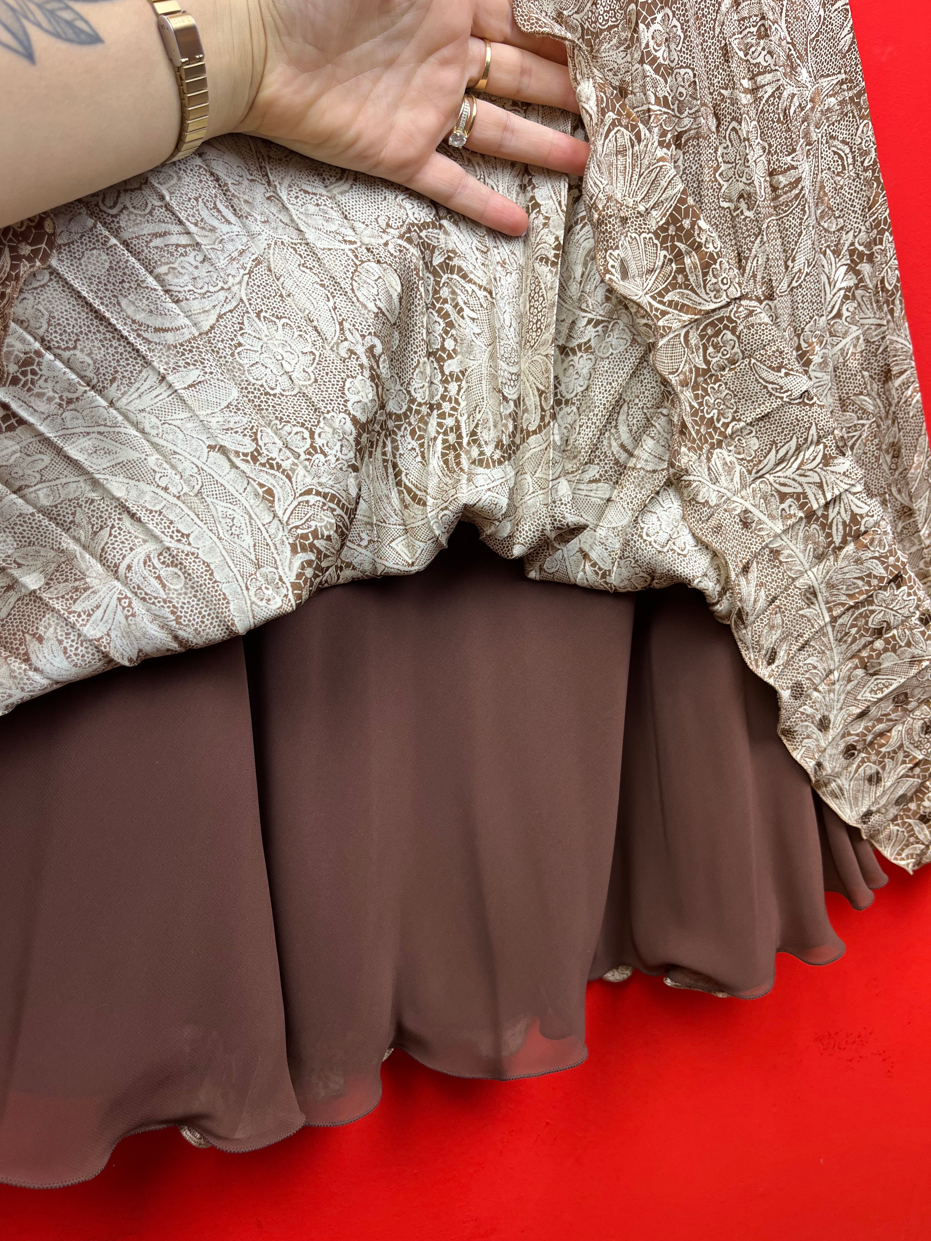 Vintage Silk Paisley Midi Skirt