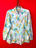 Vintage Floral Cotton Blouse Made in Italy – Pastel Roses Shirt