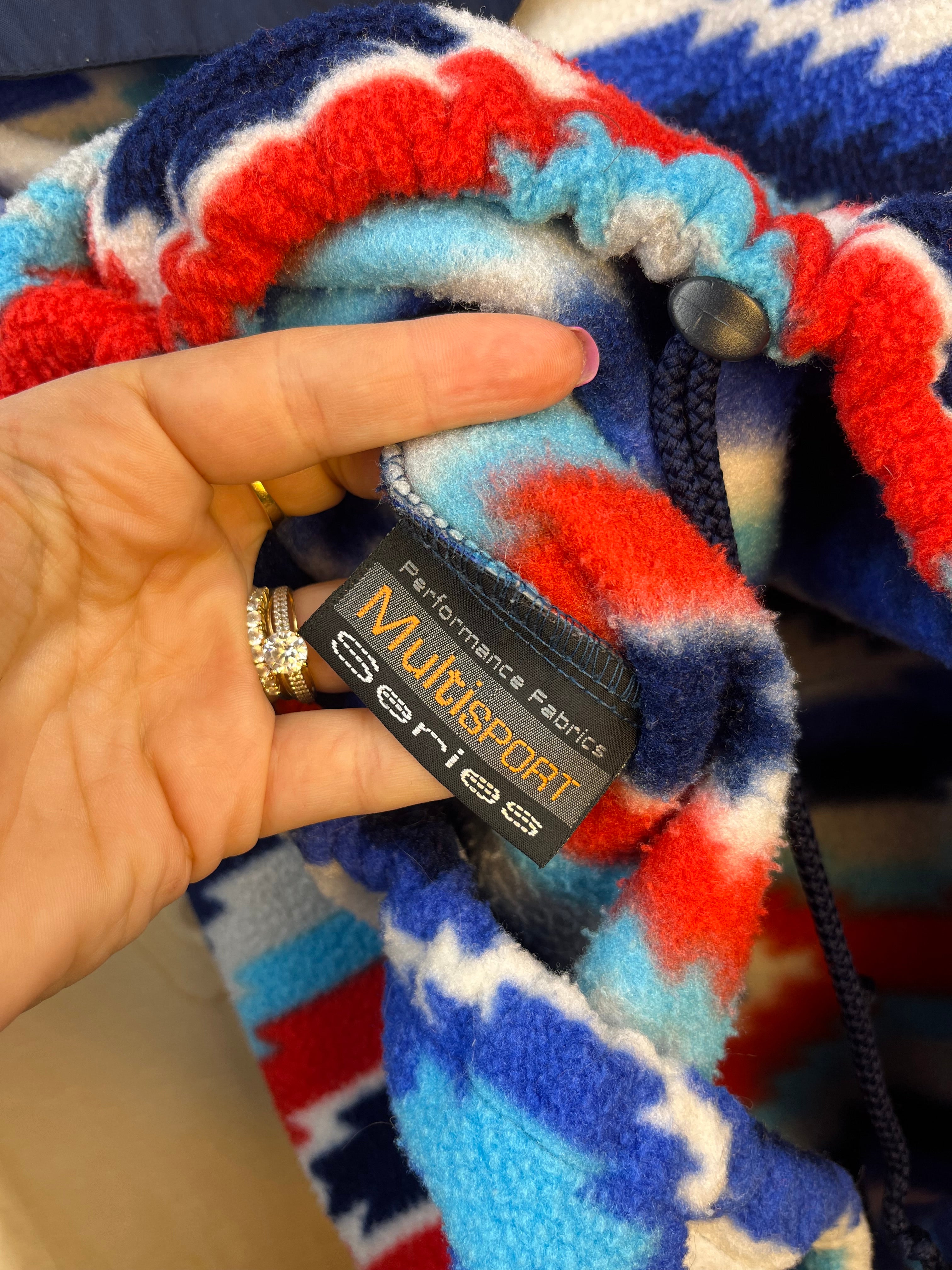 Vintage Fleece Pullover Aesse Multicolor Aztec Pattern Half Zip L