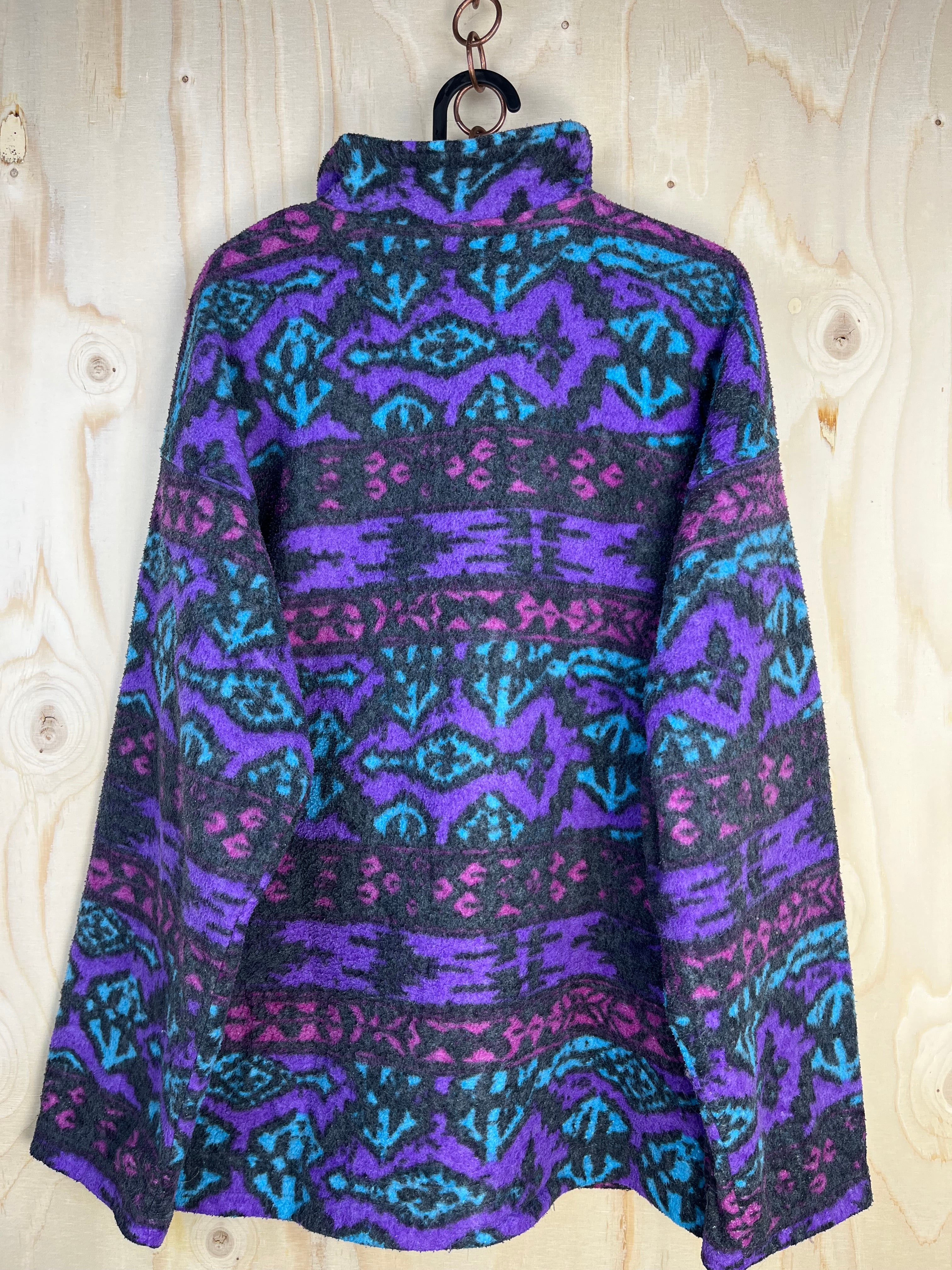90s Abstract Fleece Quarter Zip Pullover
