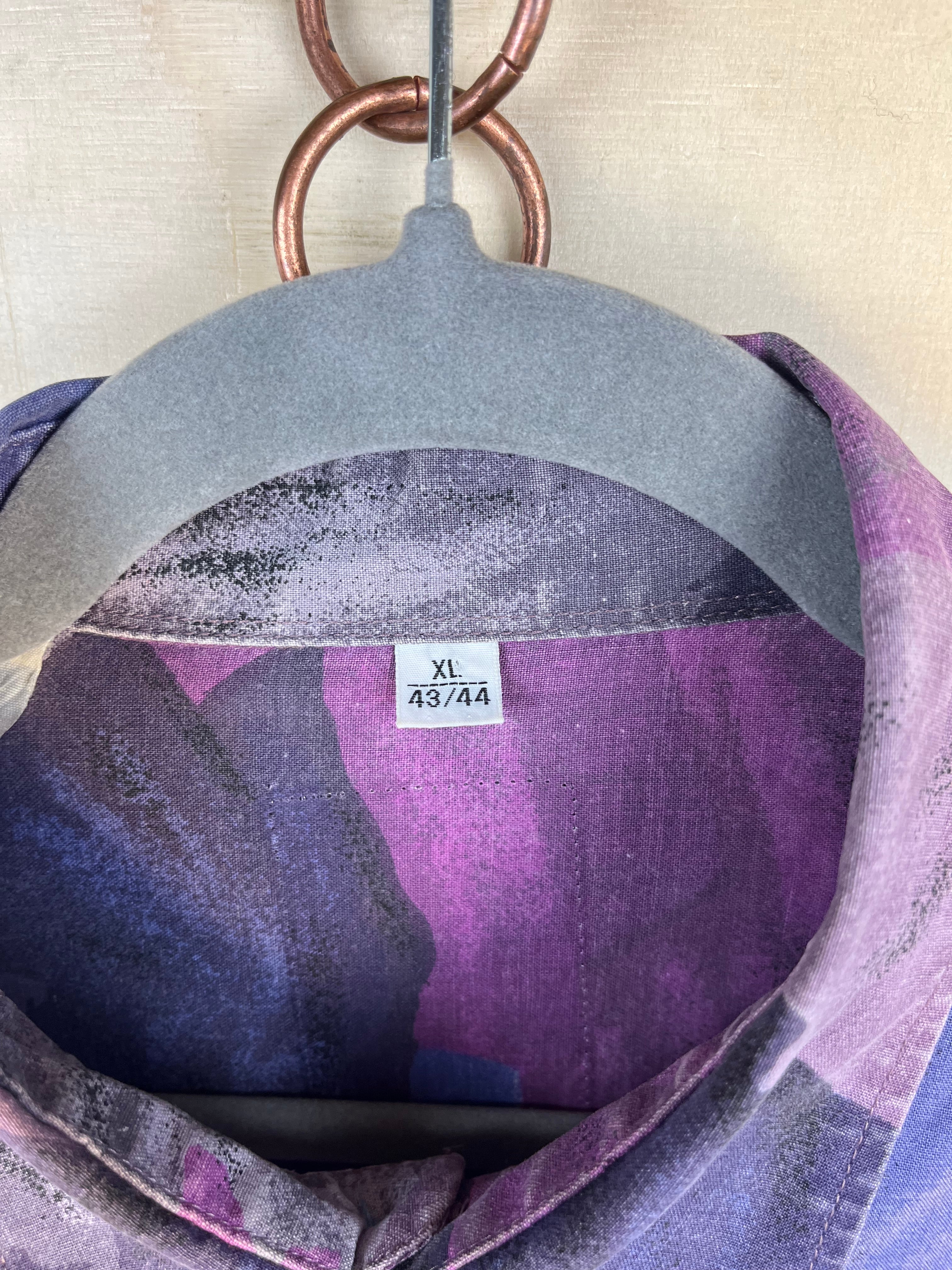 Vintage Abstract Print Shirt Purple Blue XL