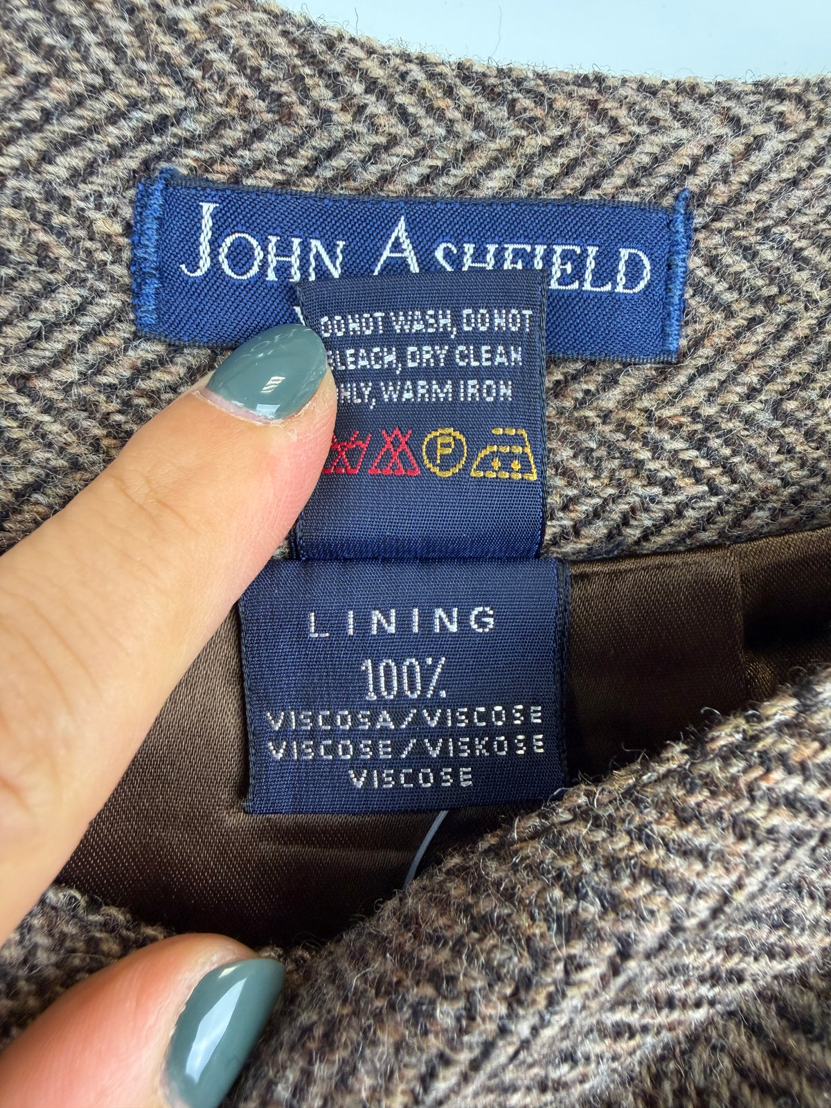 Gonna vintage John Ashfield in lana a spina di pesce