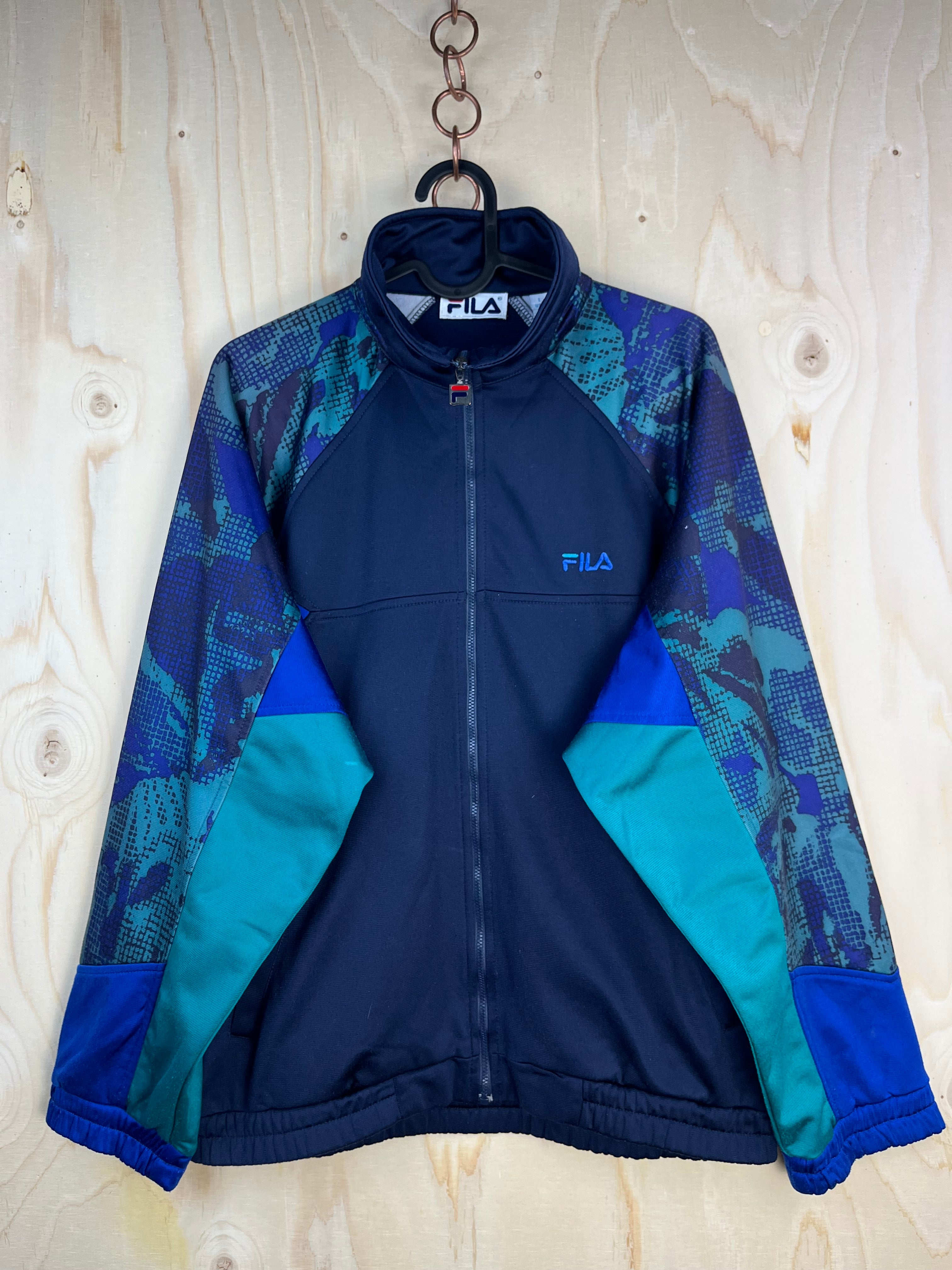 Vintage Fila Track Jacket Pattern 90s Navy Blue Zip-Up