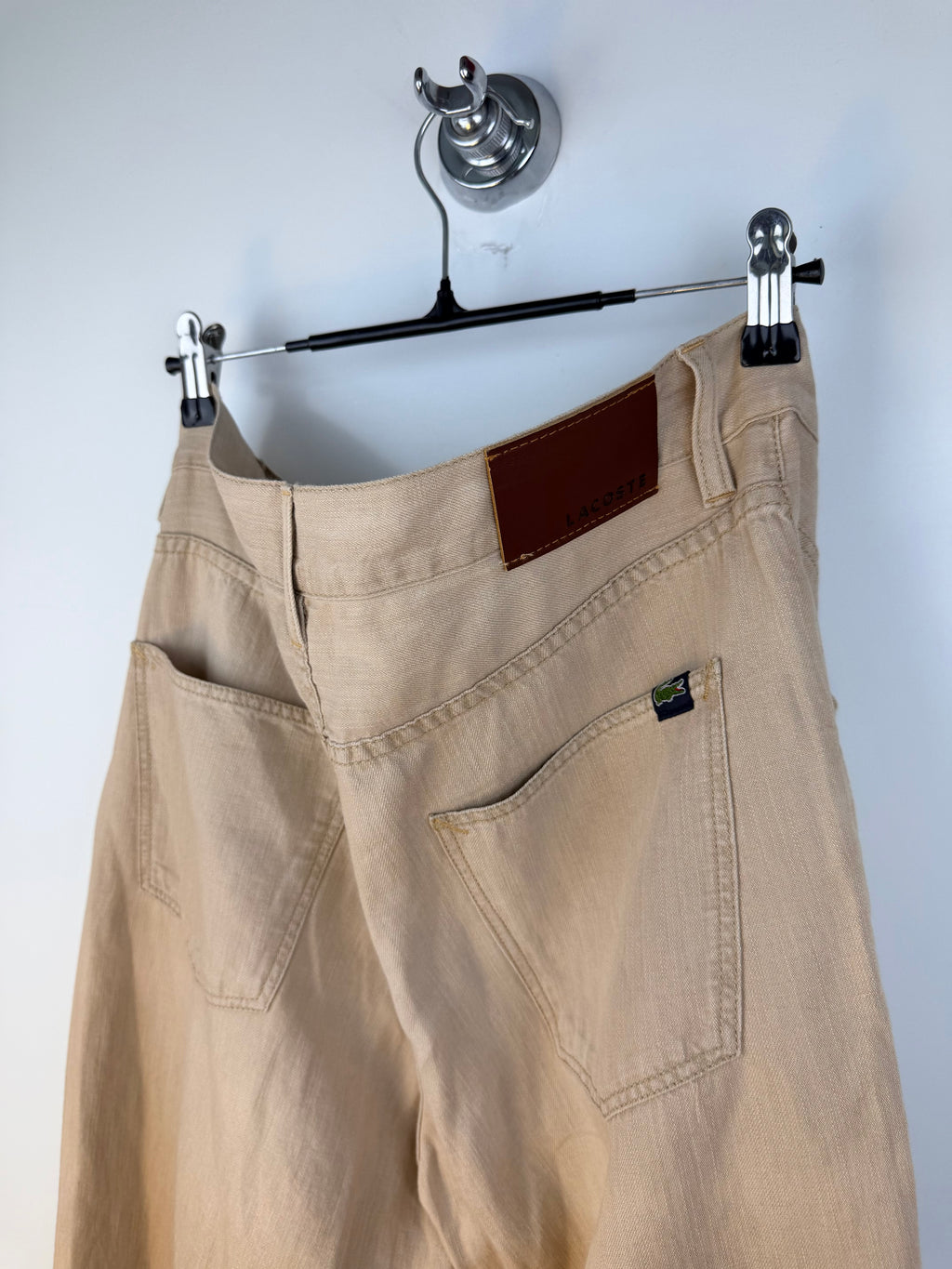 Pantaloni Vintage Lacoste Uomo in Misto Lino Beige – Straight Leg