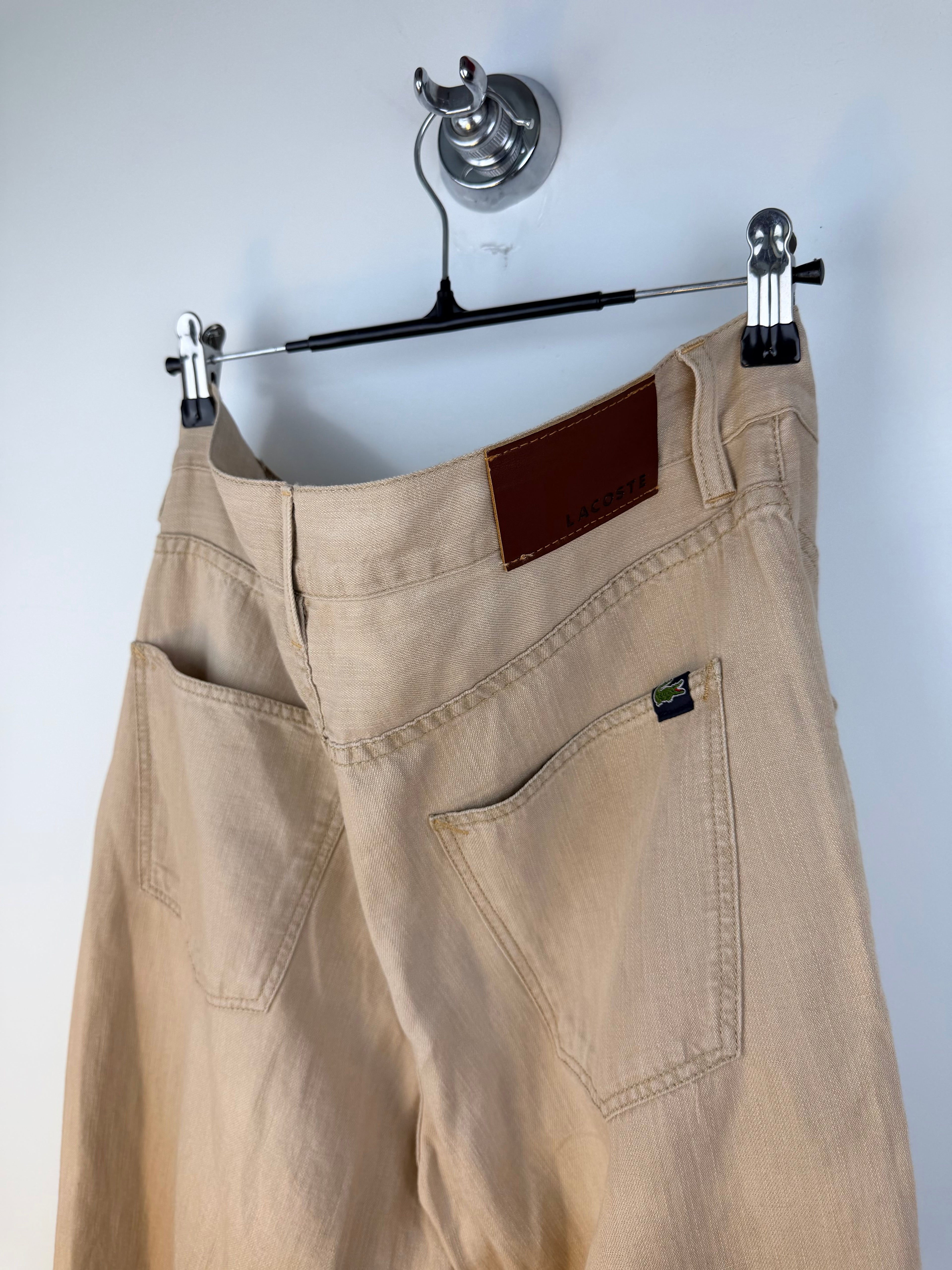 Pantaloni Vintage Lacoste Uomo in Misto Lino Beige – Straight Leg