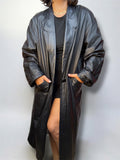 Trench vintage in vera pelle nera LOTUS Fashion anni ’90