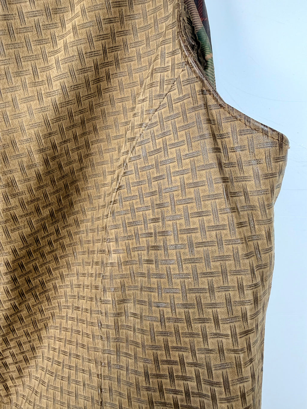 Gilet vintage in vera pelle fantasia geometrica – Made in Italy