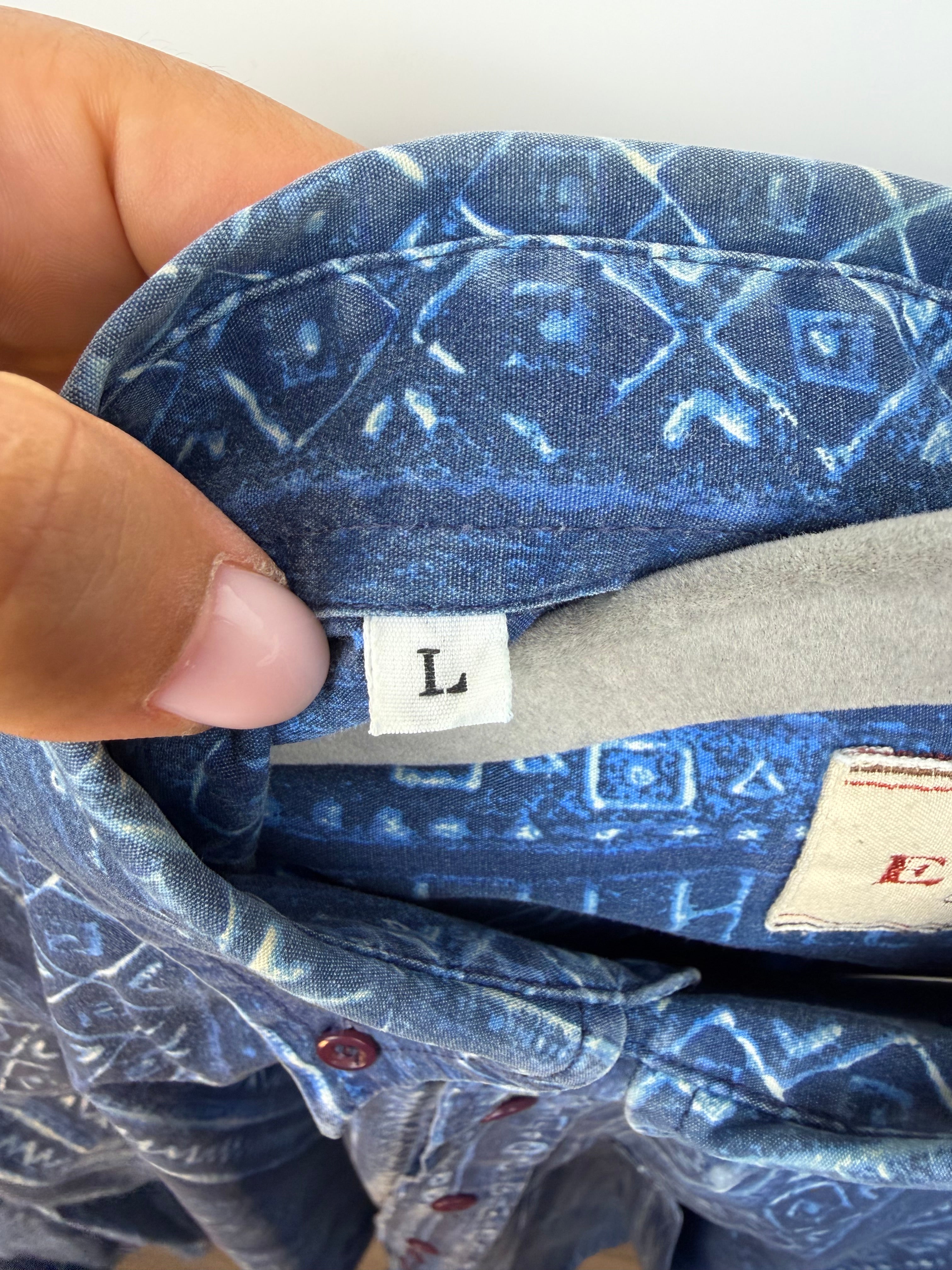 Vintage Exigo 90s Geometric Blue Shirt –