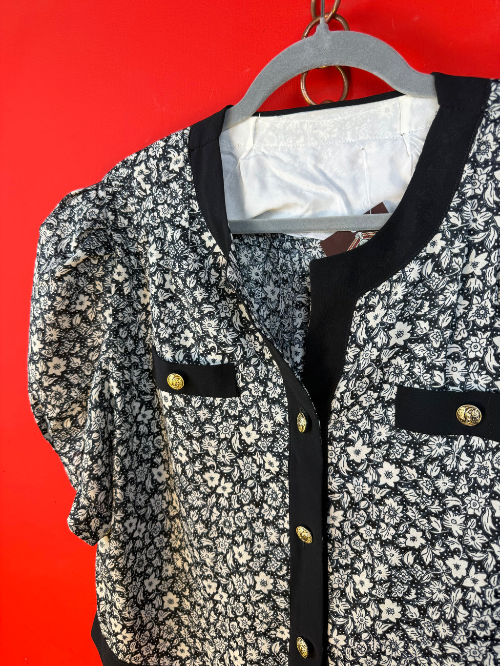 Vintage Floral Puff Sleeve Jacket