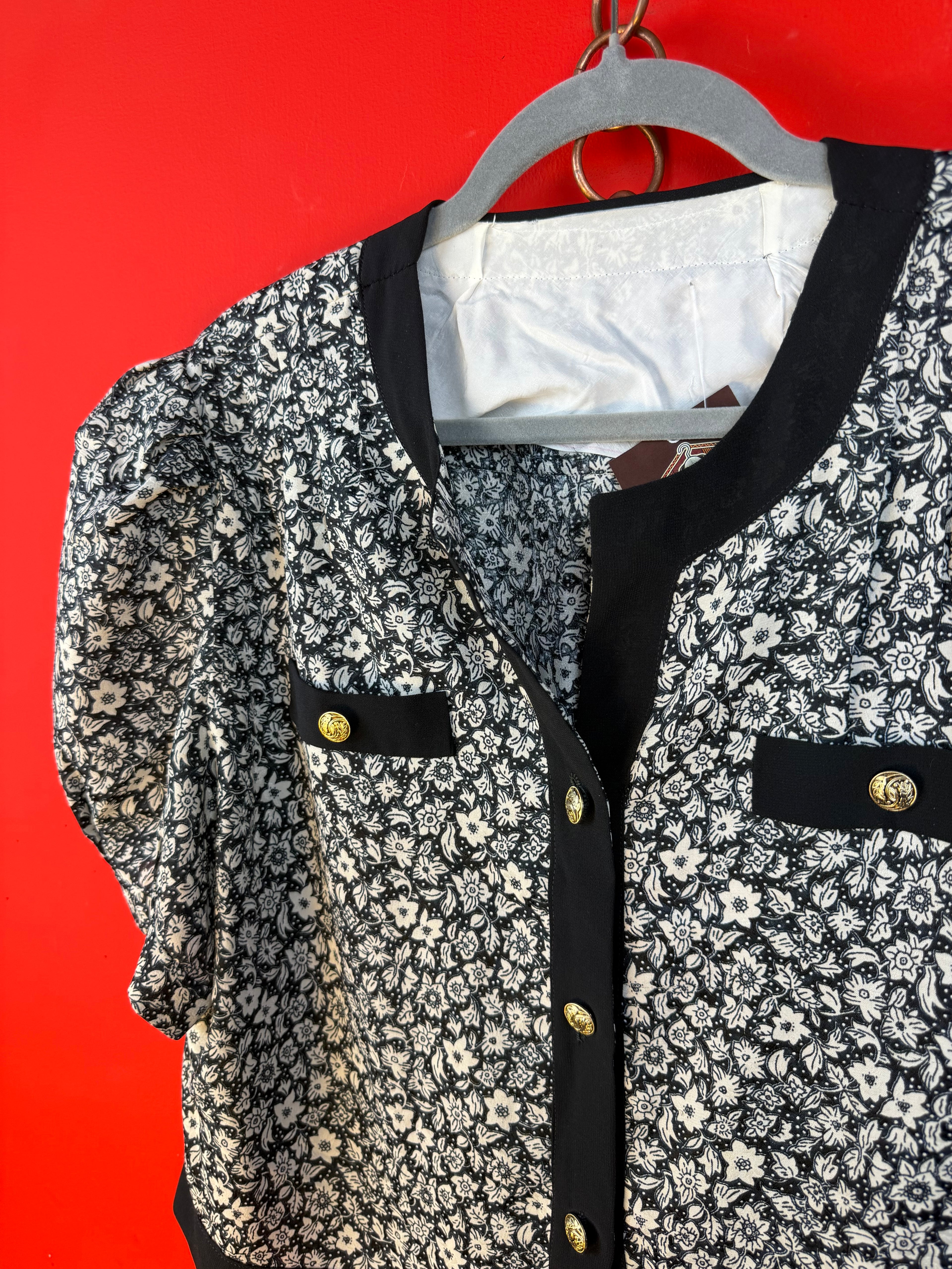 Vintage Floral Puff Sleeve Jacket