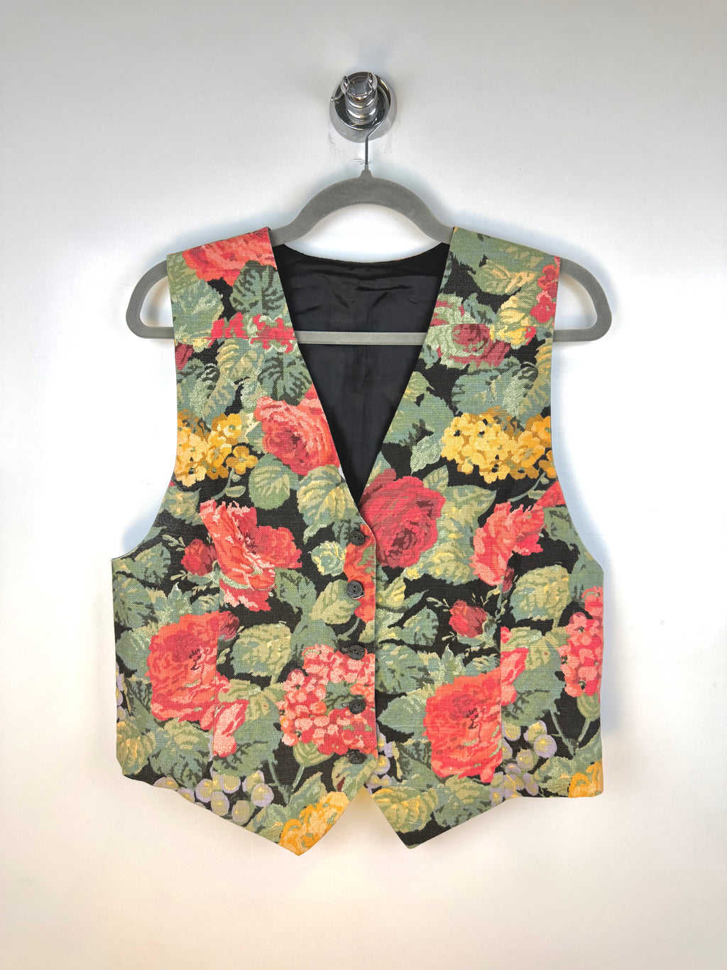 Gilet vintage floreale con fondo a punta