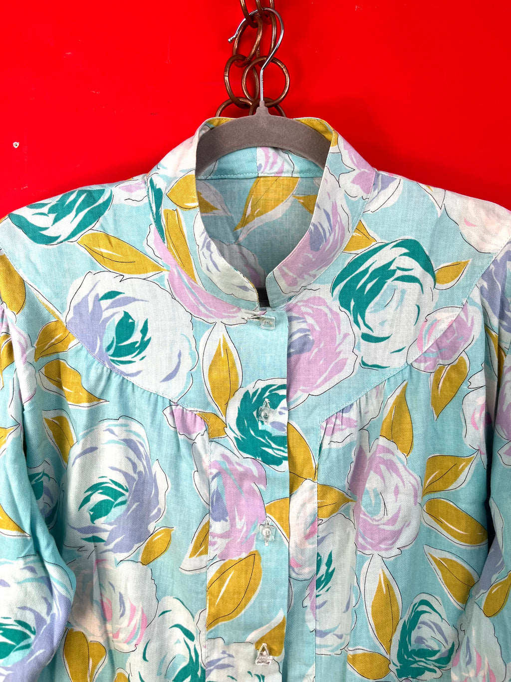 Vintage Floral Cotton Blouse Made in Italy – Pastel Roses Shirt