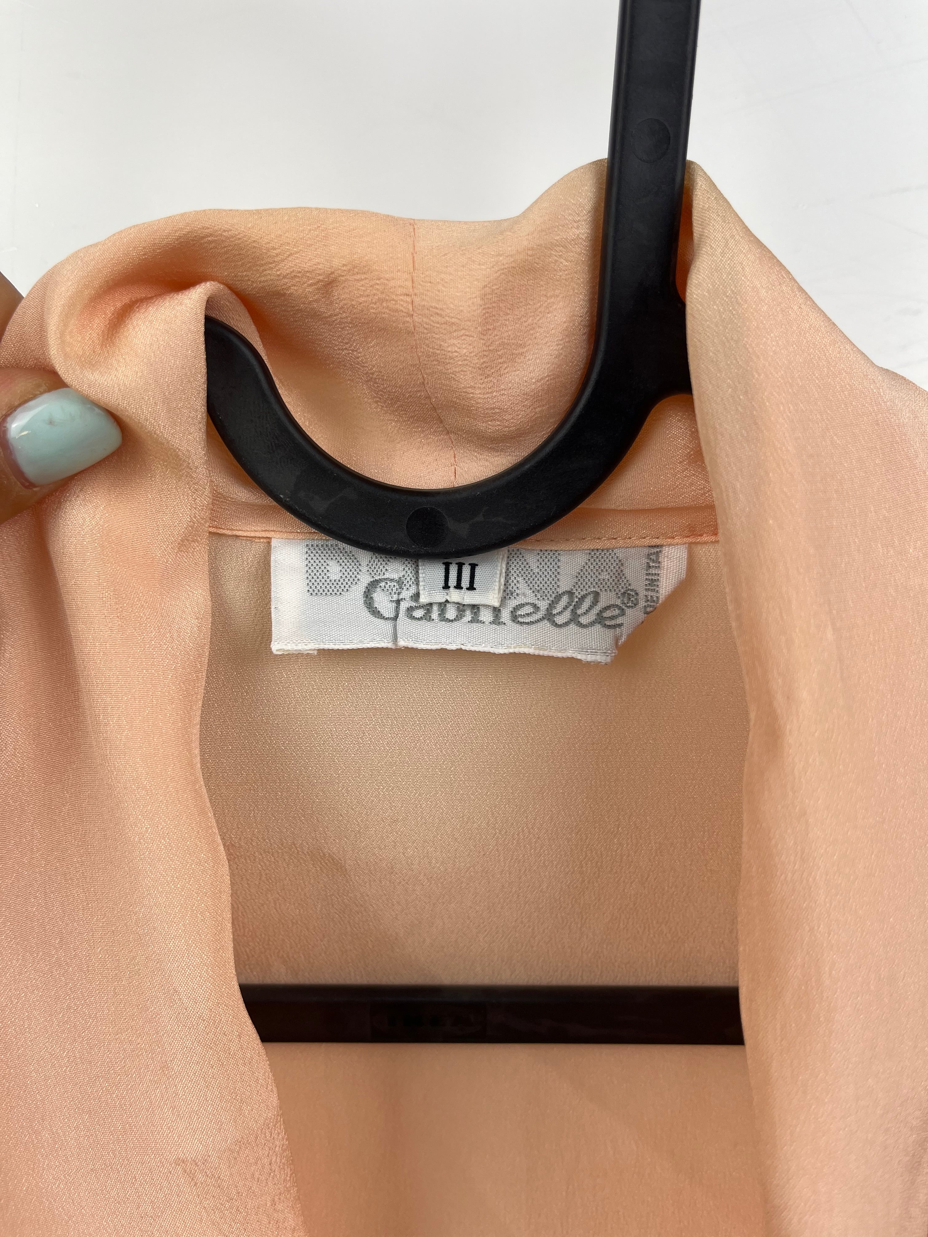 Blusa vintage Gabrielle Made in Italy in seta e acetato color pesca