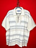 Maglia Vintage 90s Lace-Up in Cotone Panna e Grigio