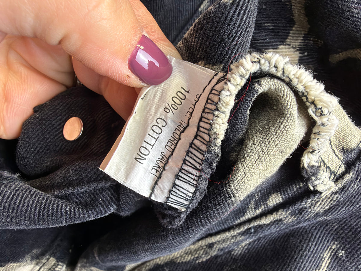 Giacca vintage in denim tie-dye nero e beige – Monte Quato