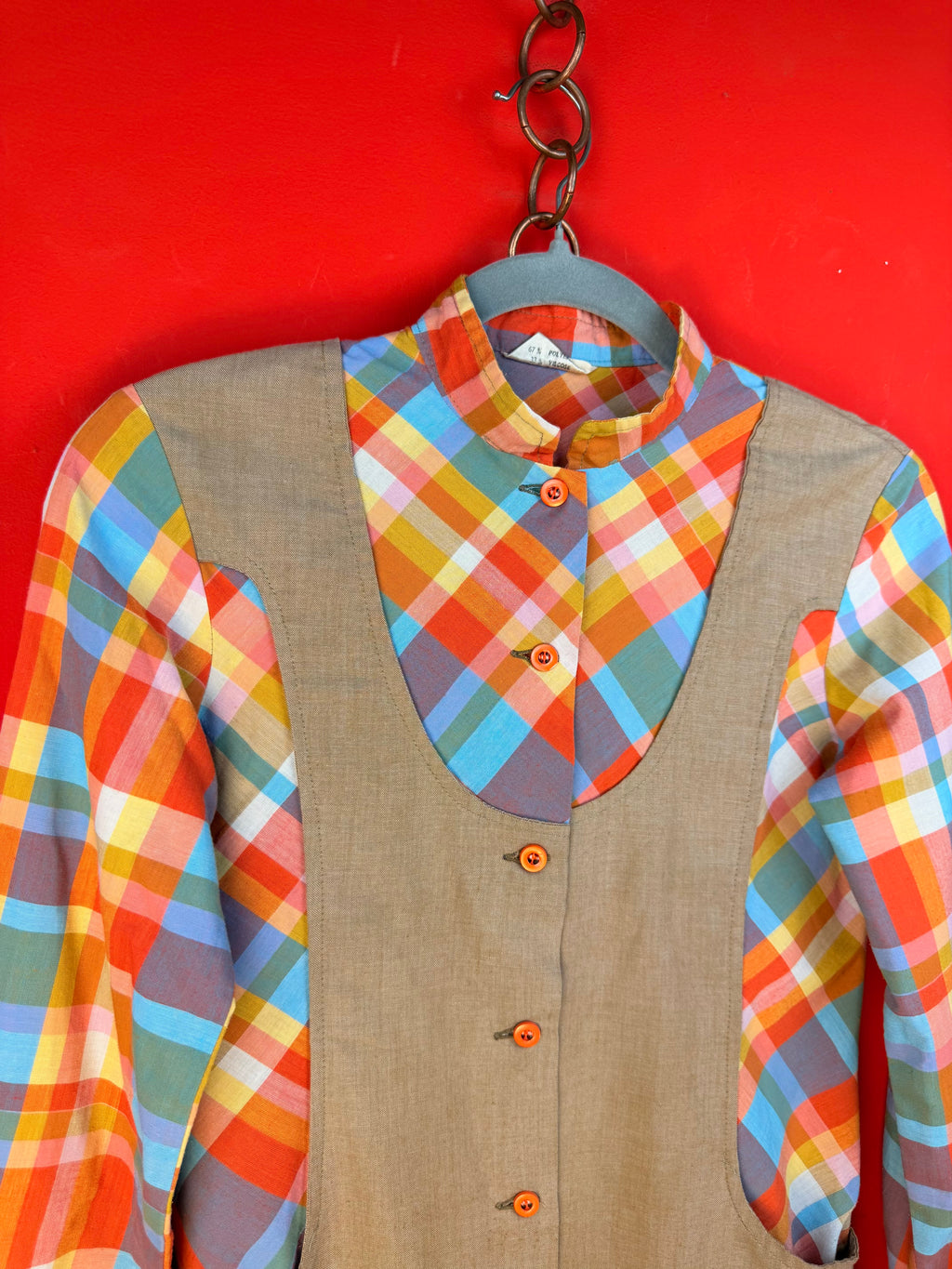 Abito vintage Guy Dubouis Made in France con inserto a quadri