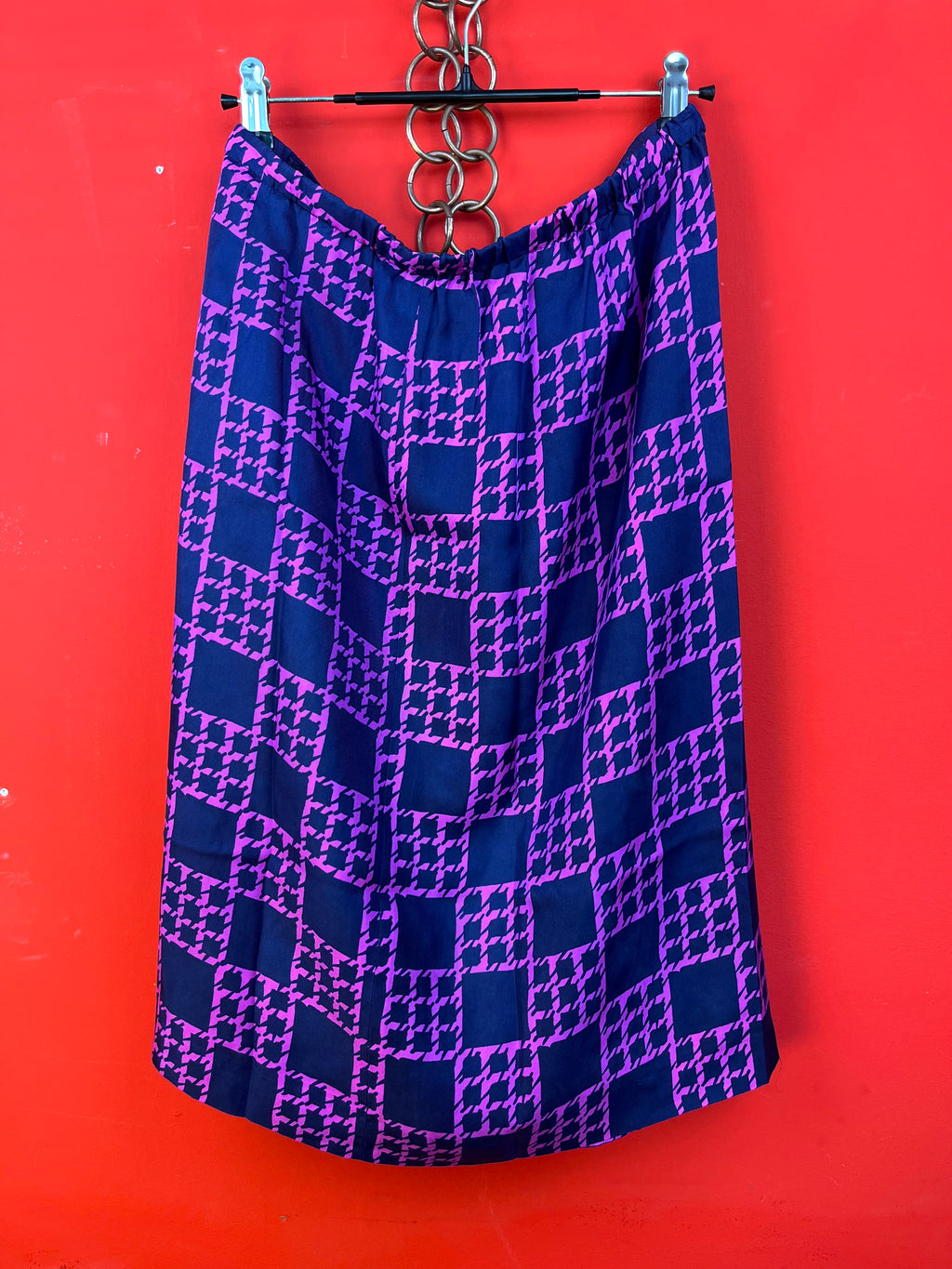 Vintage 80s 90s Purple Geometric Two Piece Skirt Set