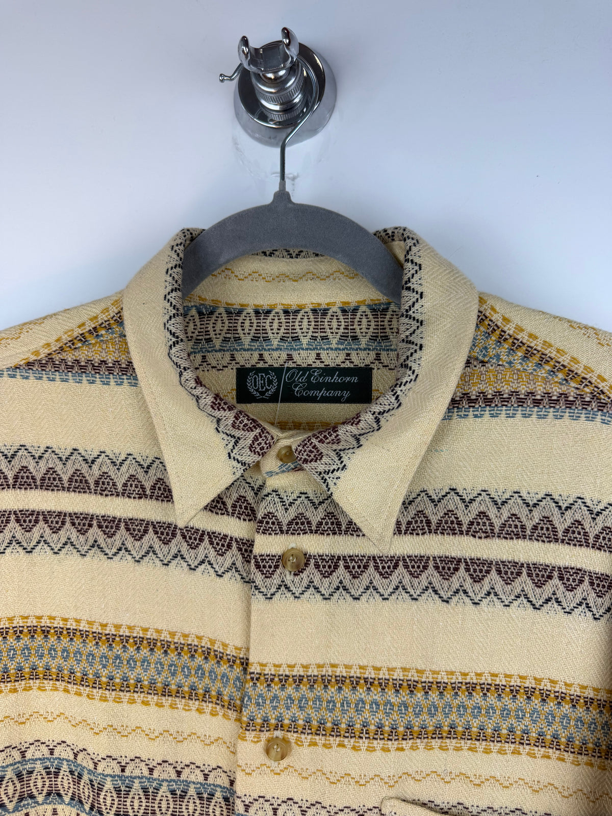 Camicia vintage in misto lana con fantasia geometrica – Old Einhorn Company