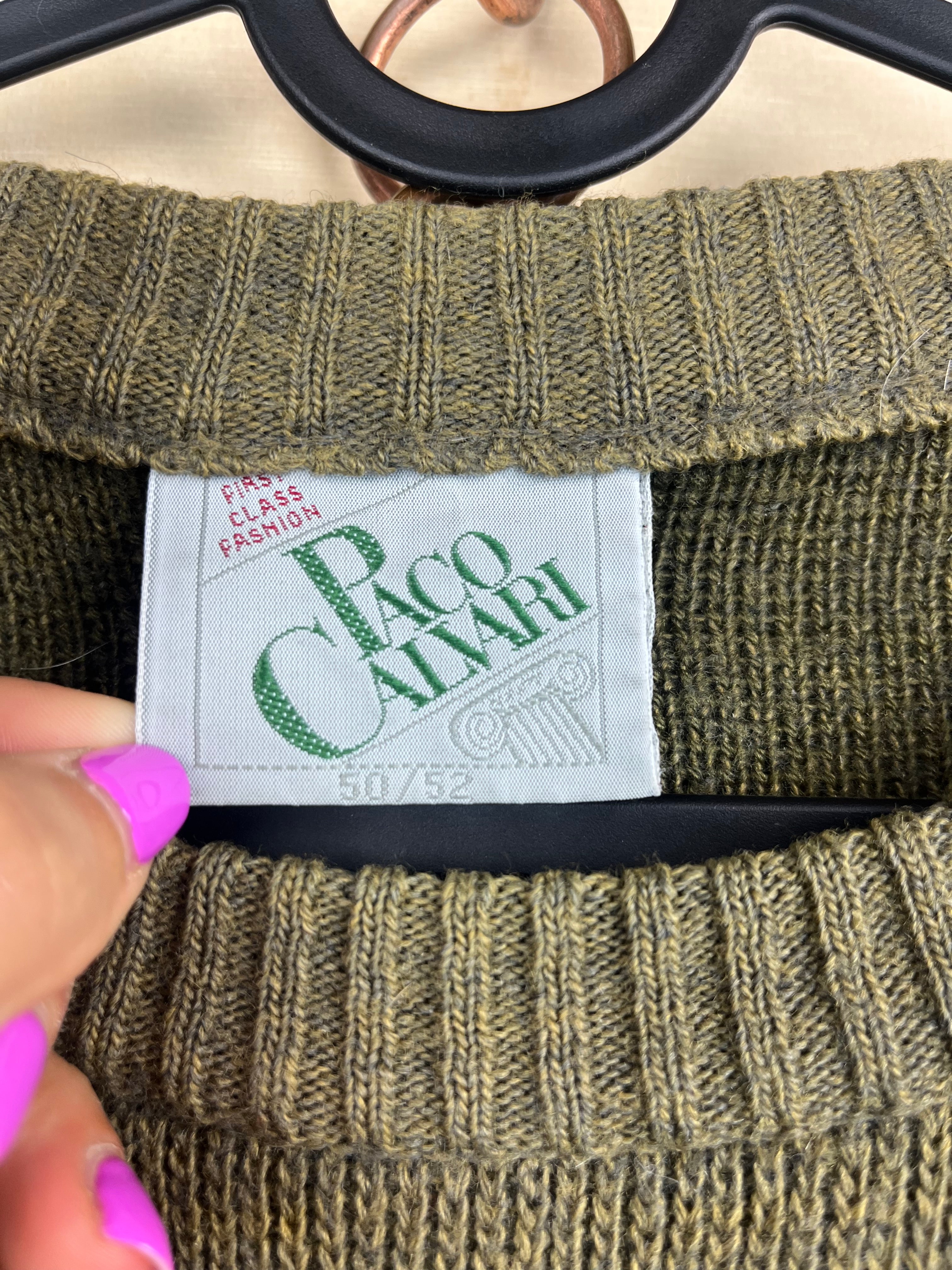 Vintage Golf Embroidered Sweater Green Wool Blend Oversized Crewneck