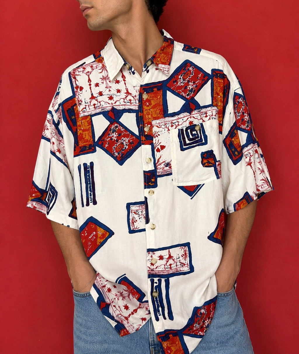 Vintage Canda 100% Viscose Abstract Print Shirt