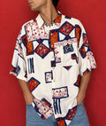 Vintage Canda 100% Viscose Abstract Print Shirt