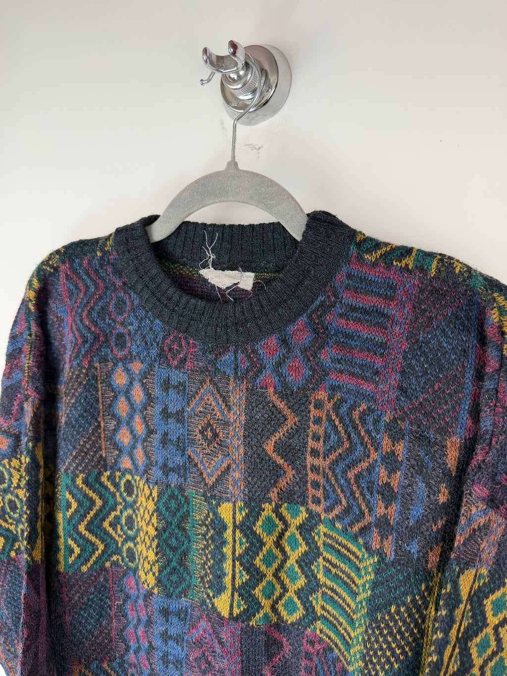 Vintage 90s Abstract Jacquard Knit Sweater