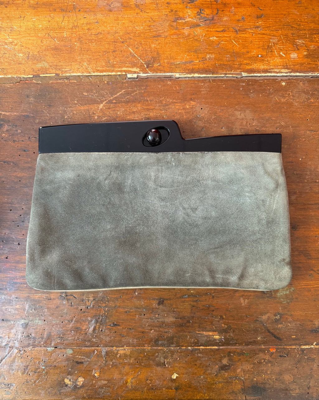 Vintage Made in Italy Grey Suede Frame Clutch