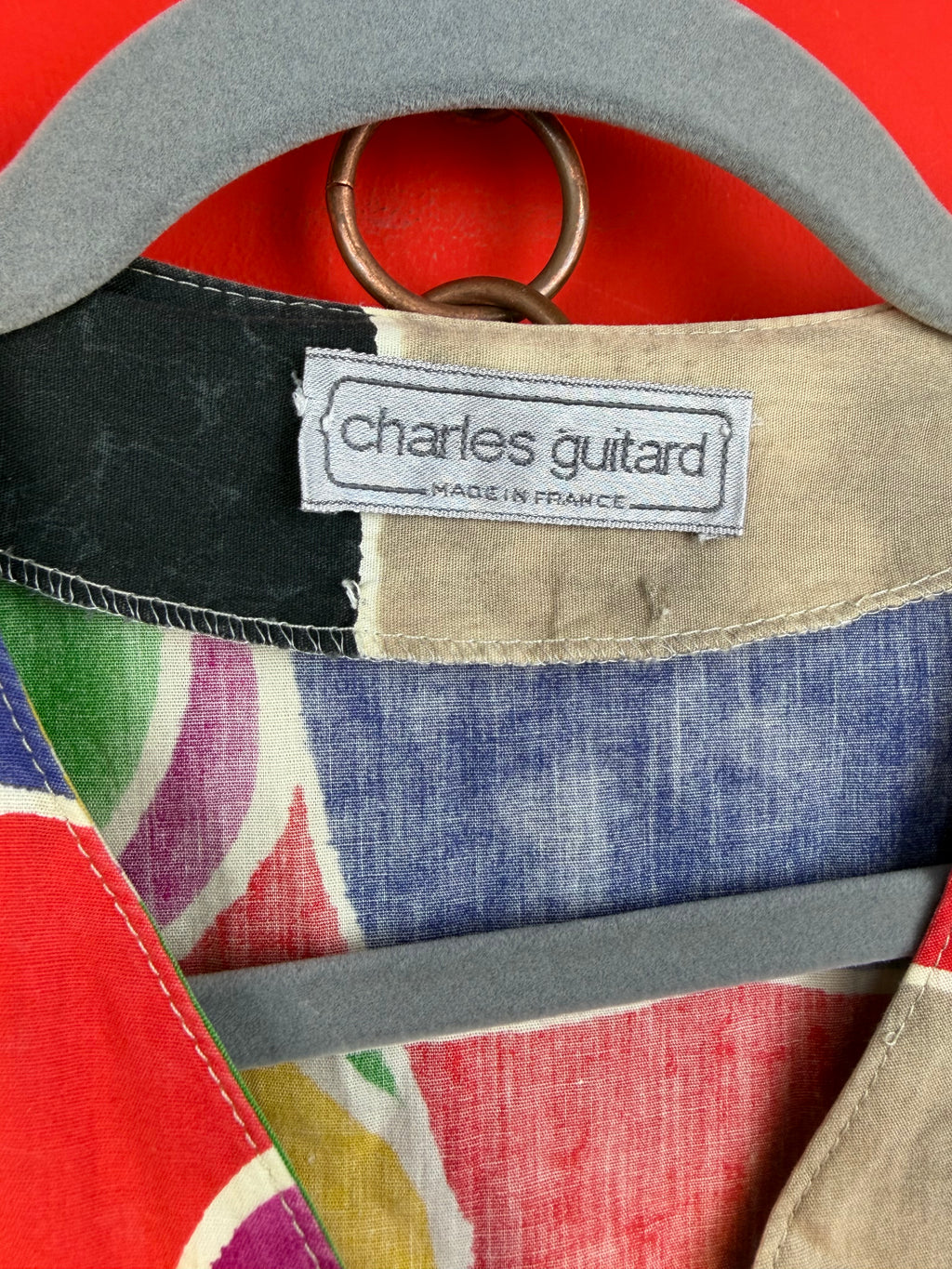 Vintage Charles Guitard Made in France – Giacca in Cotone Fantasia Astratta