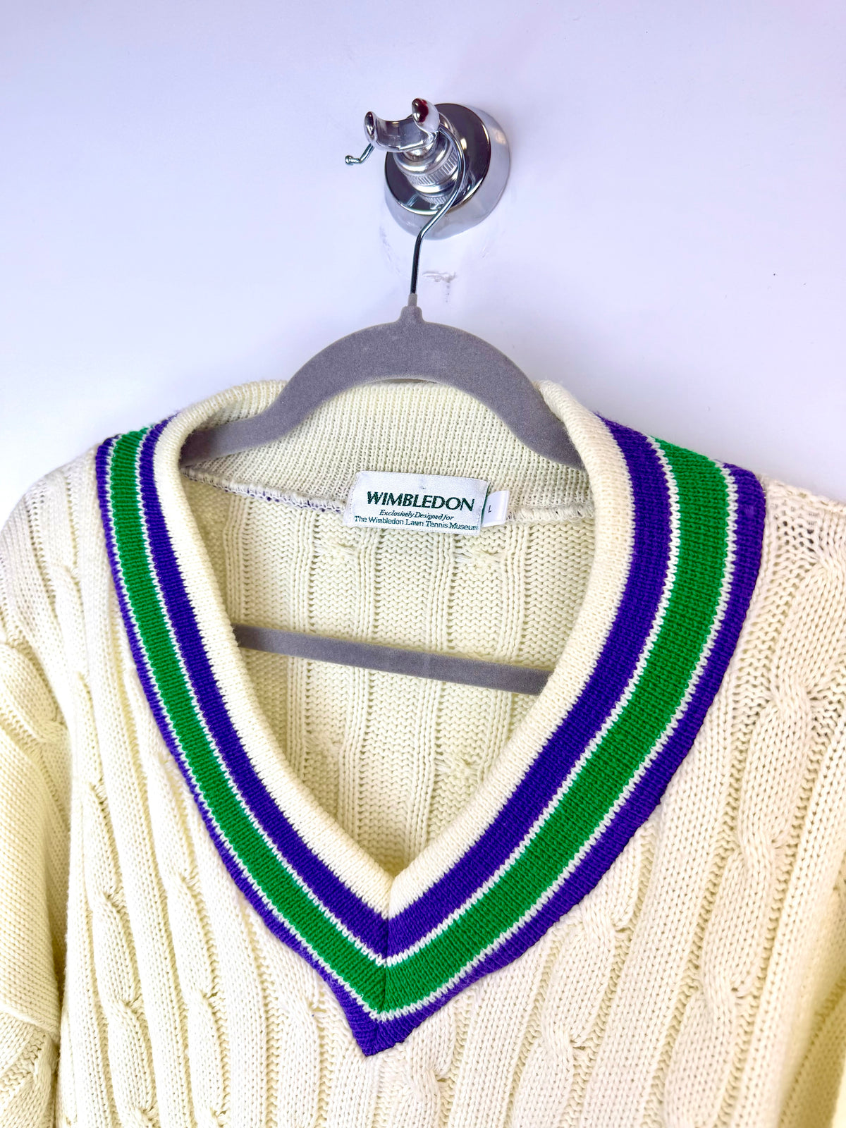 Maglione vintage Wimbledon a trecce – Made in UK