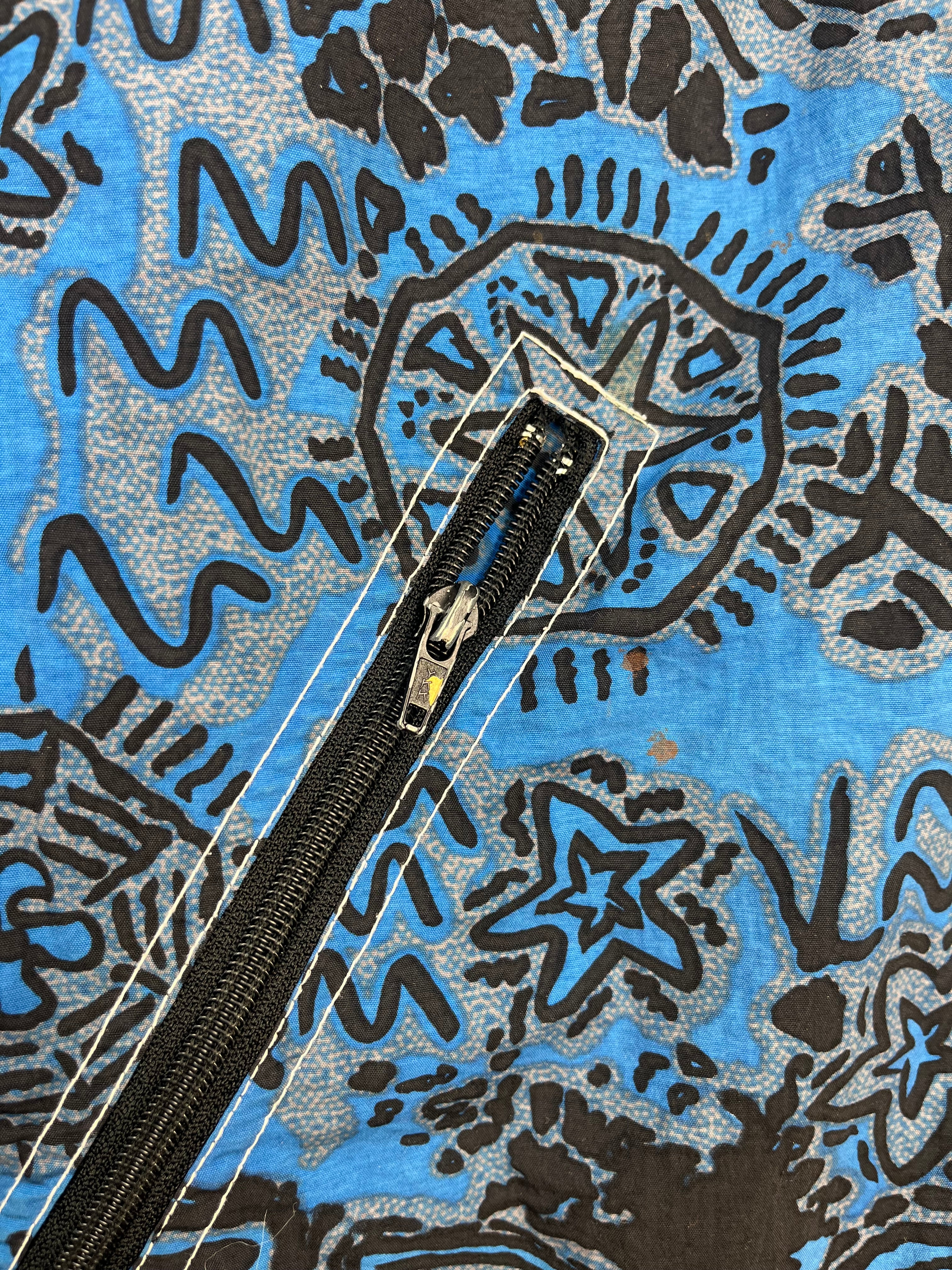 Vintage 90s Pattern Pullover Jacket Half Zip Blue Abstract Jacket