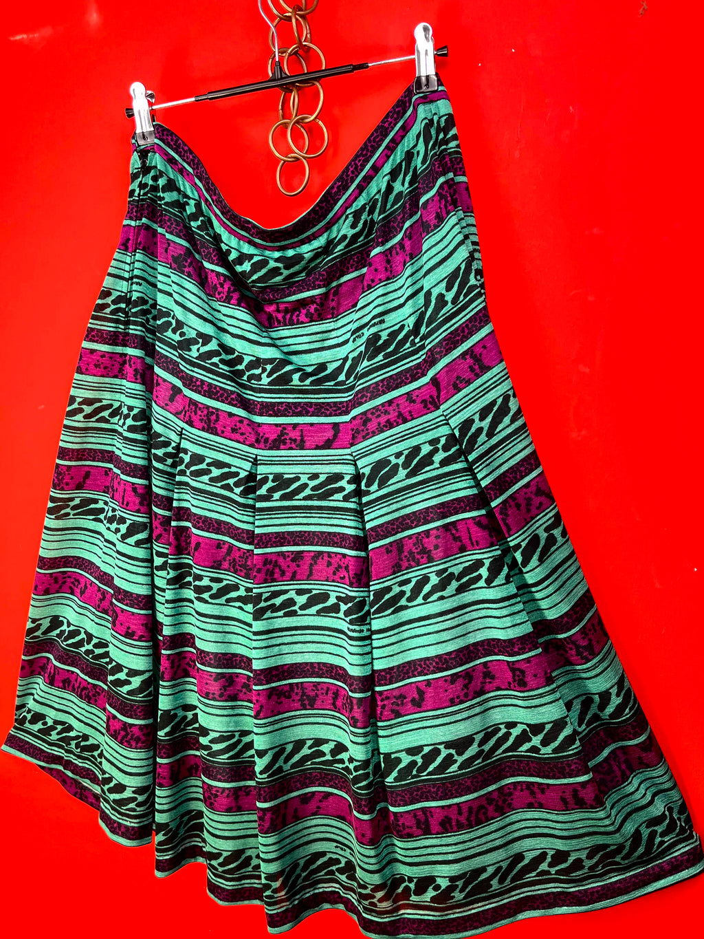 Gonna Vintage Made in Italy Fantasia Verde e Viola