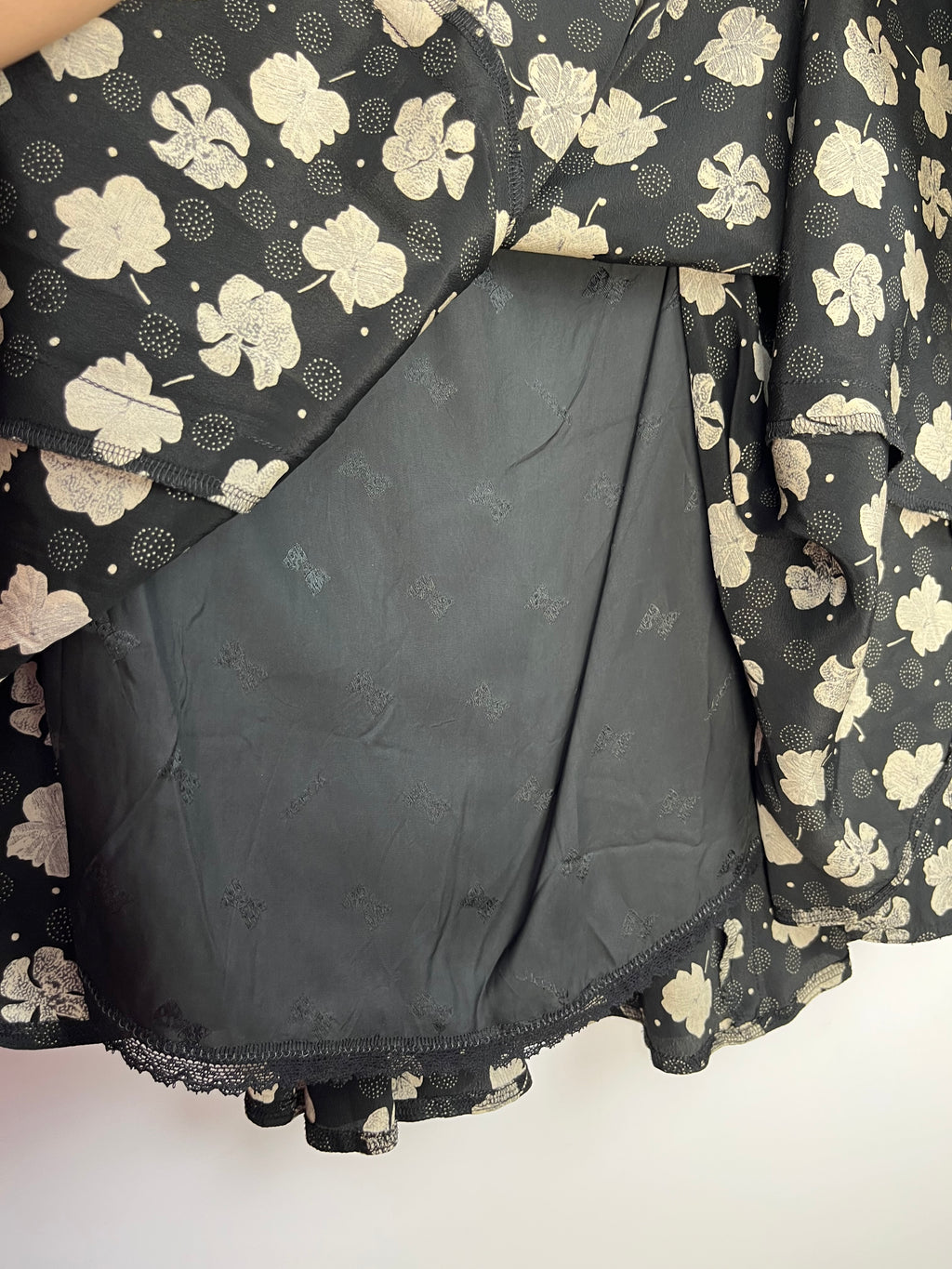 Gonna Vintage Made in Italy Misto Seta Fantasia Floreale