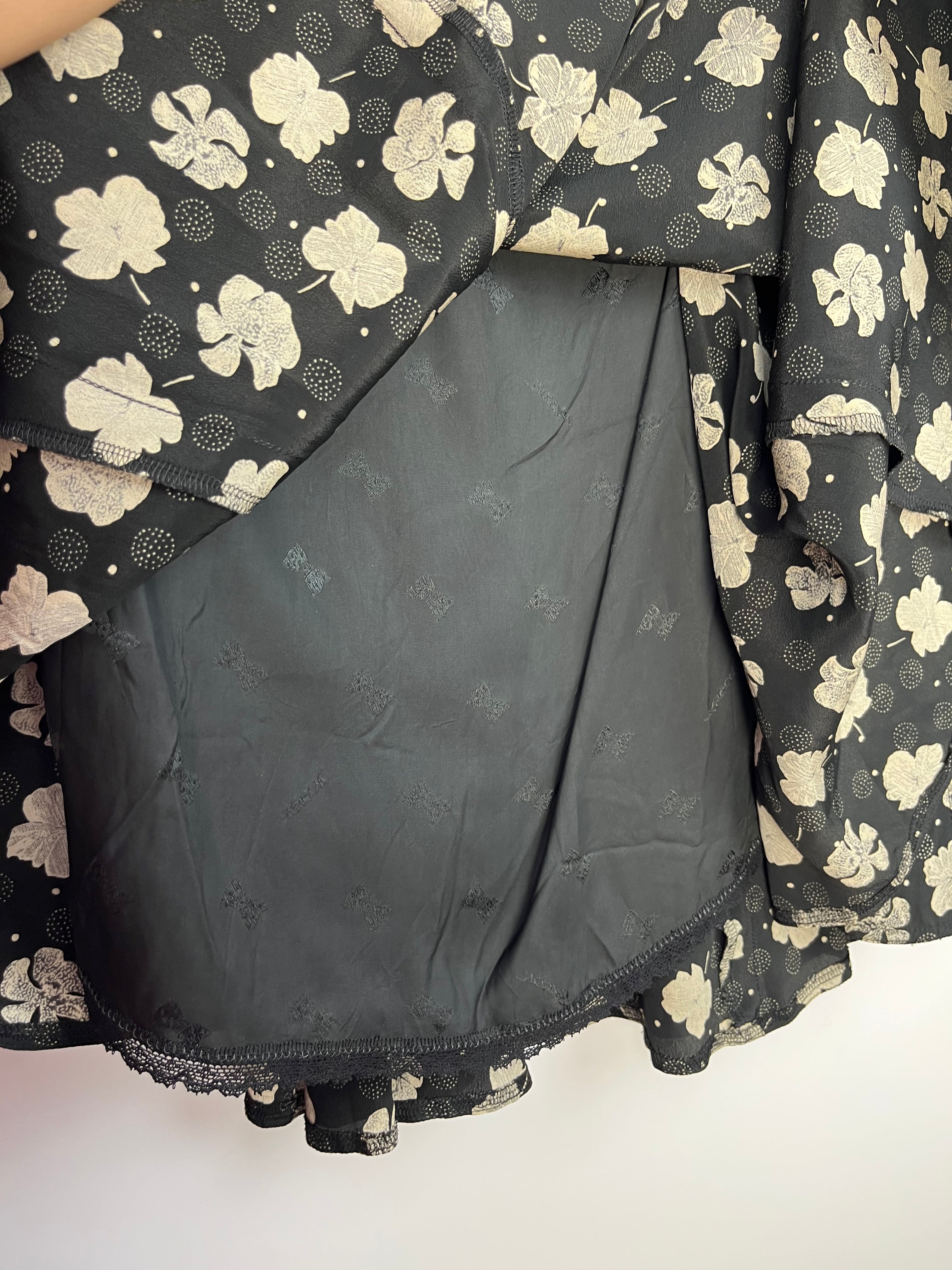 Gonna Vintage Made in Italy Misto Seta Fantasia Floreale