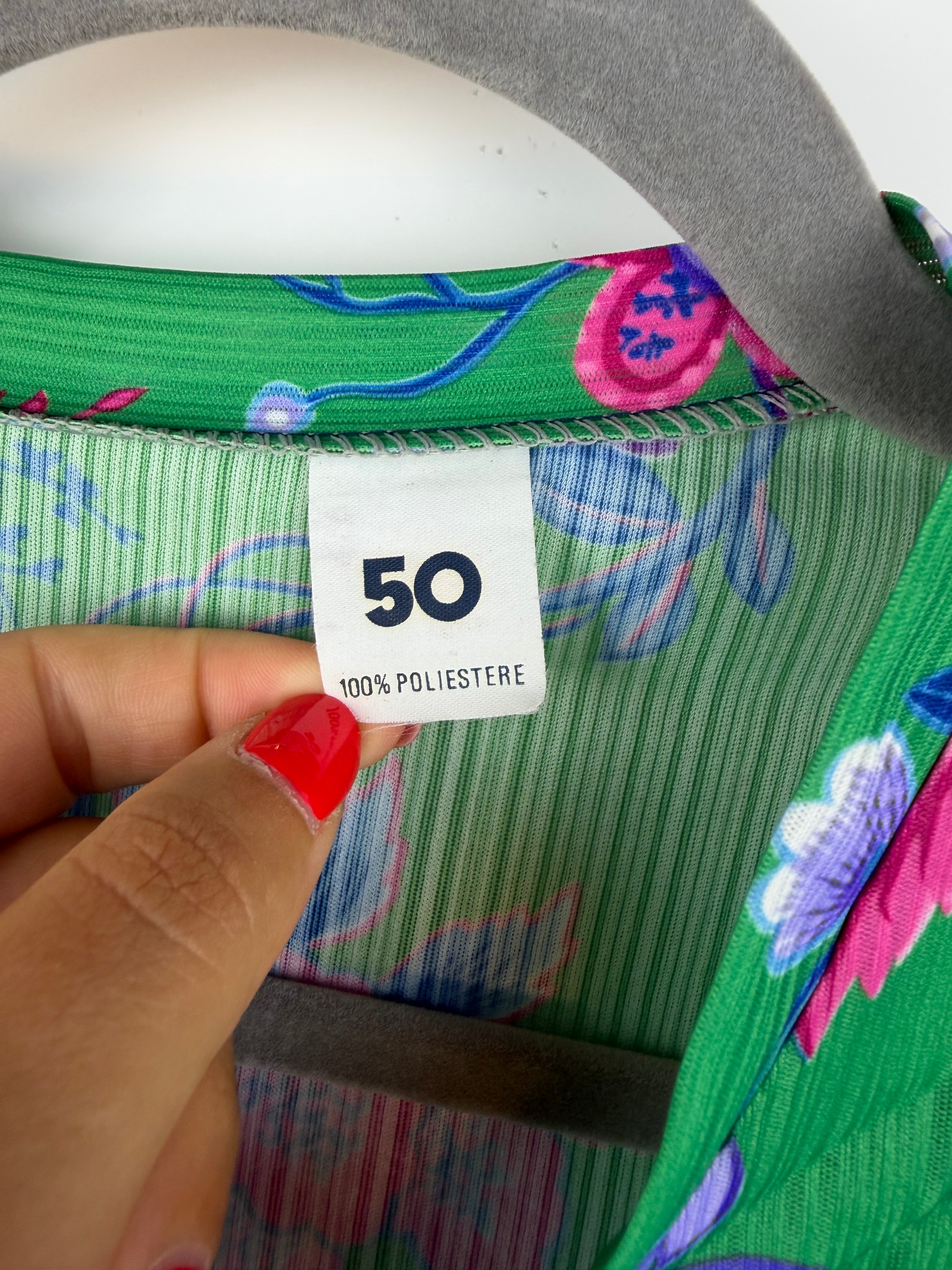 Abito vintage floreale verde con cintura – Midi anni ’90