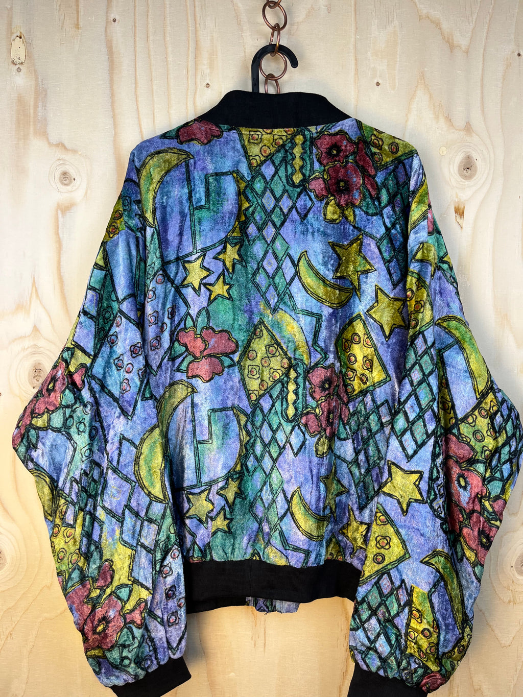 Vintage Velvet Chenille Bomber Jacket 90s