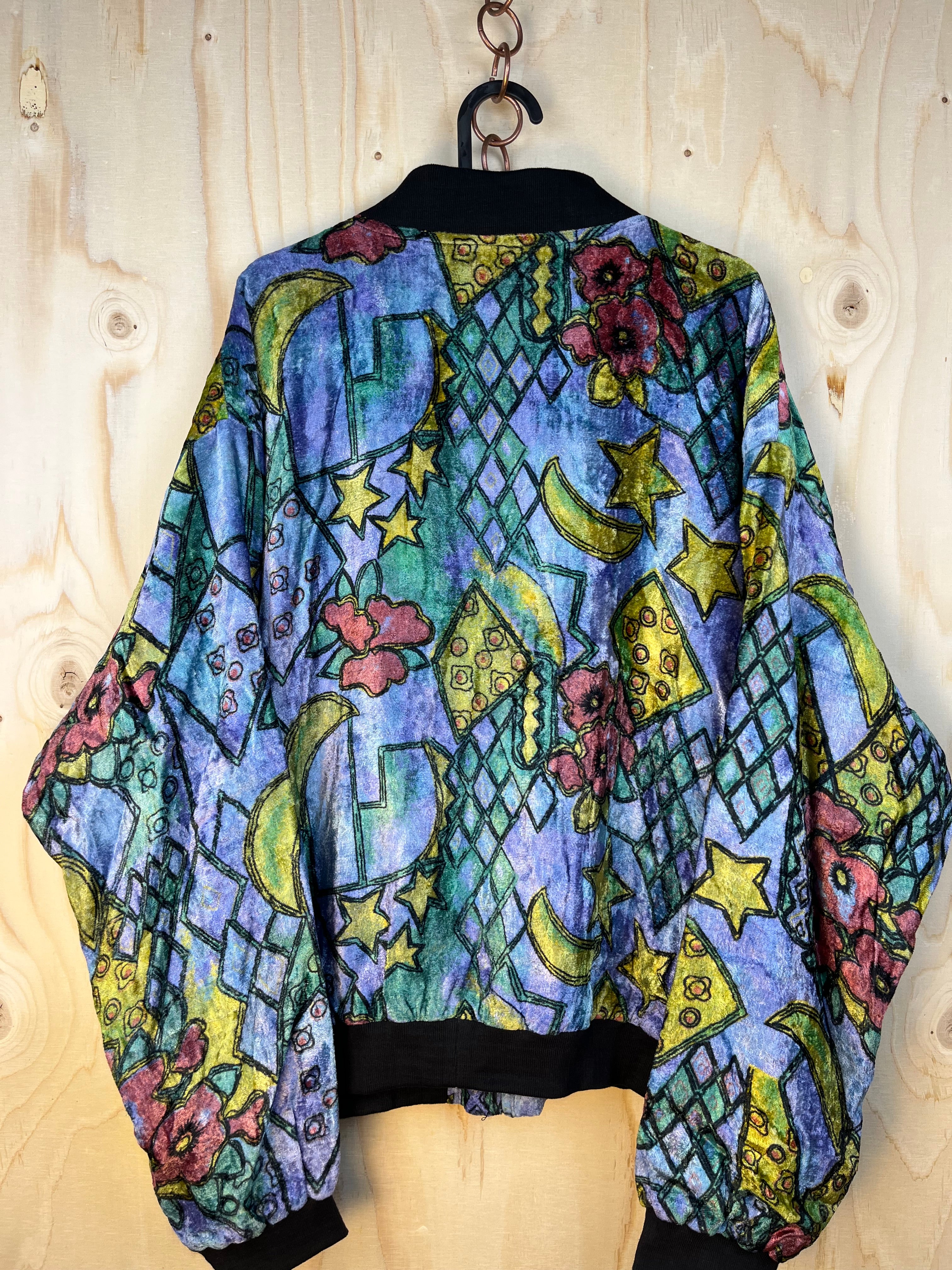 Vintage Velvet Chenille Bomber Jacket 90s