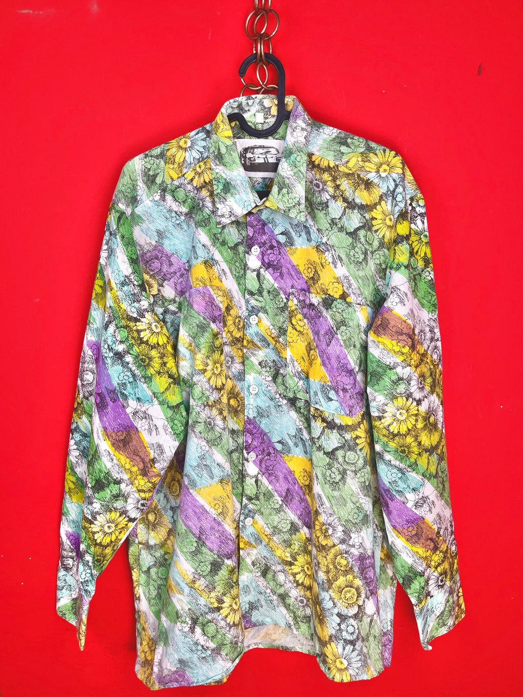 Camicia Vintage Floreale Astratta Anni ’90 Uomo L