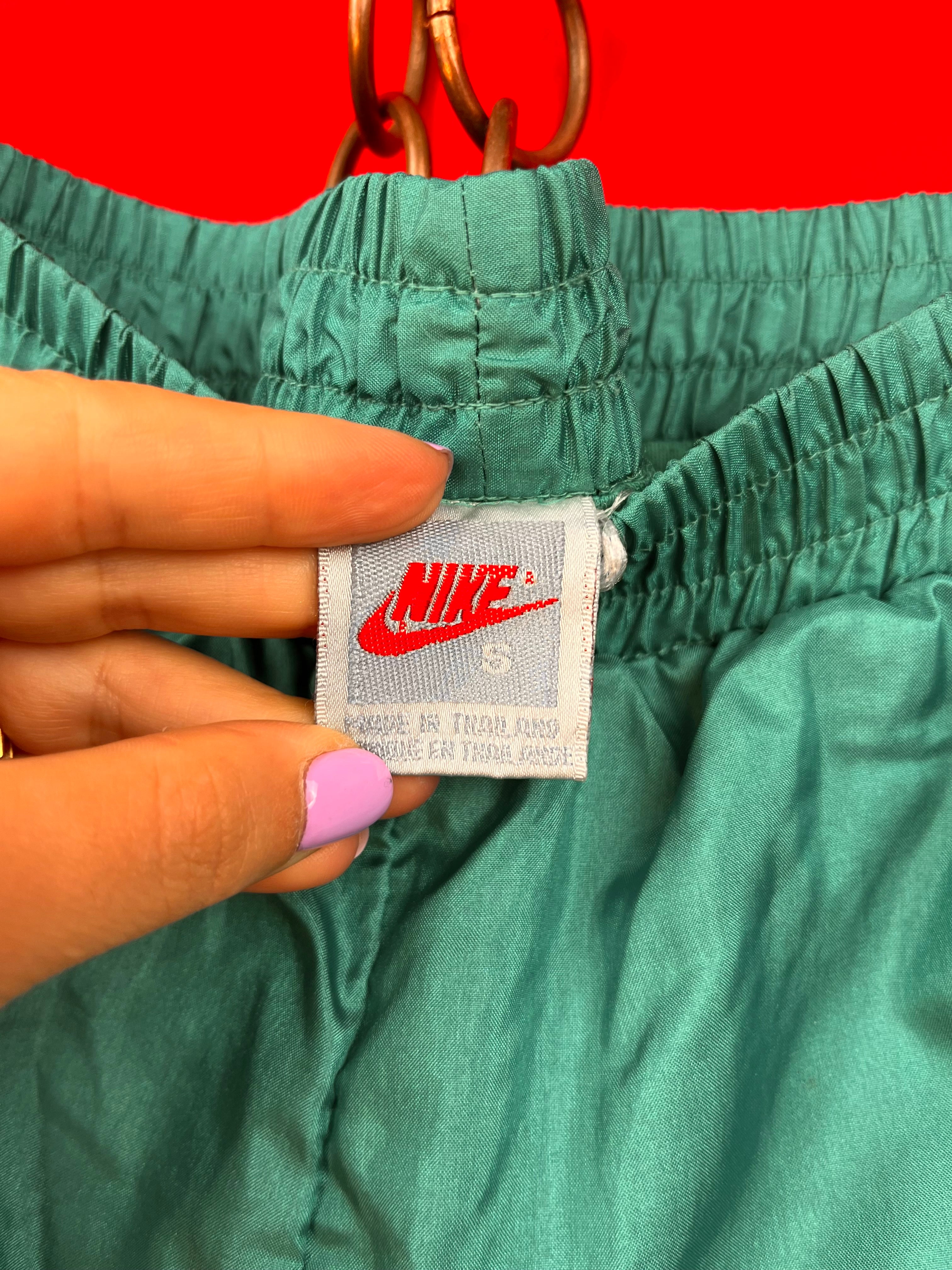 Nike Vintage Track Pants Verde Y2K Logo Rosa