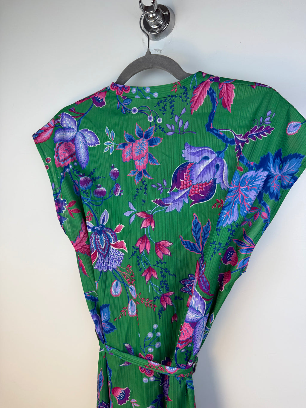 Abito vintage floreale verde con cintura – Midi anni ’90
