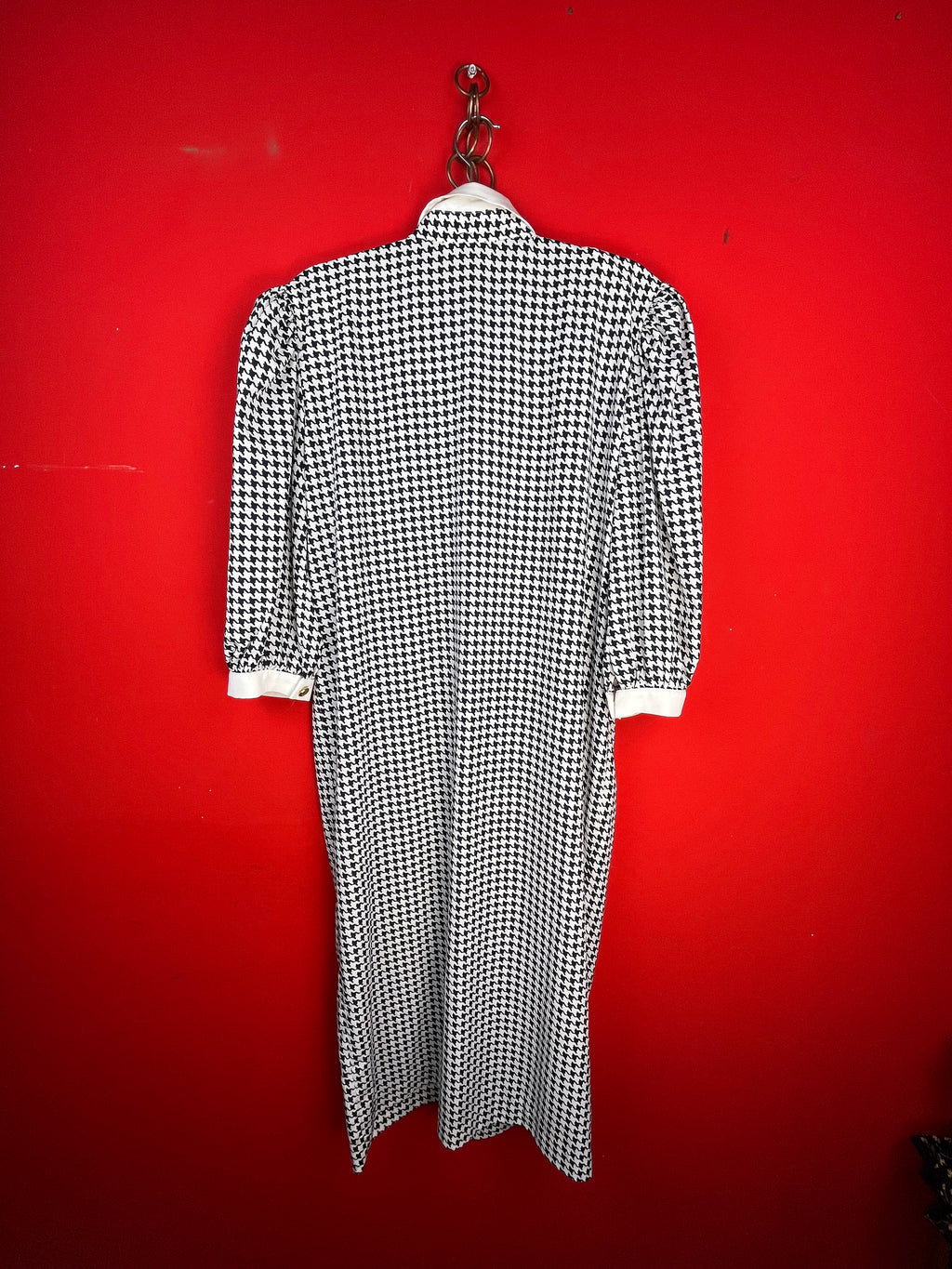 Luisa Spagnoli Vintage – Abito Midi Pied-de-Poule Made in Italy con Bottoni Gioiello