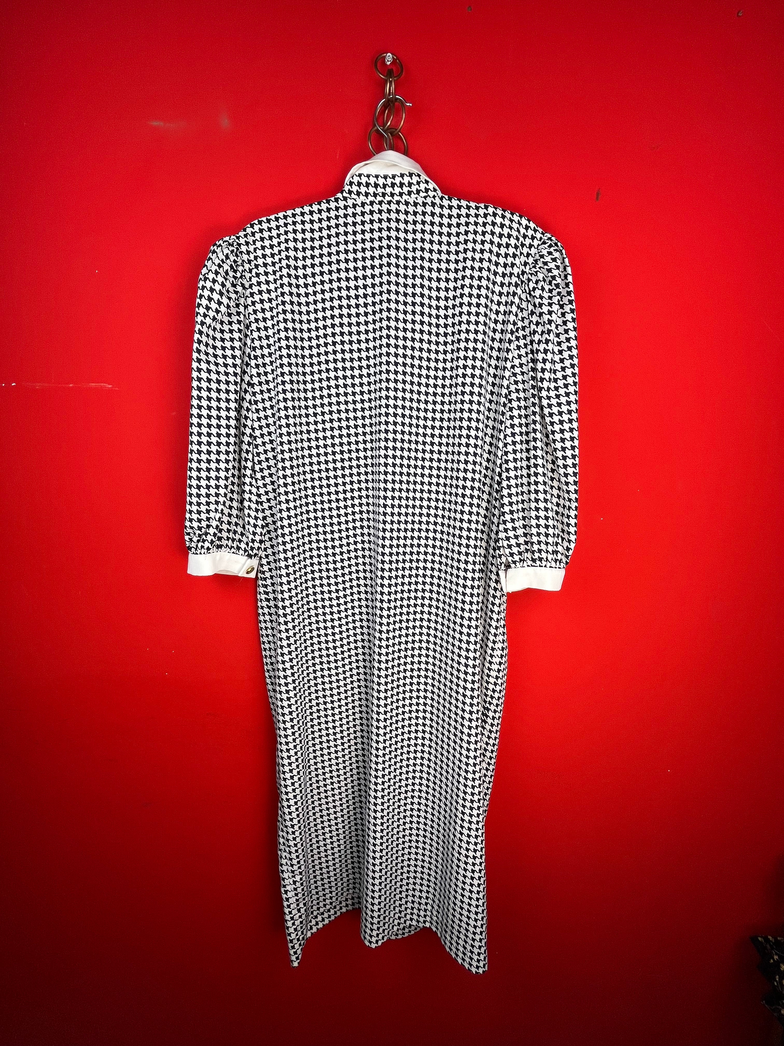 Luisa Spagnoli Vintage – Abito Midi Pied-de-Poule Made in Italy con Bottoni Gioiello